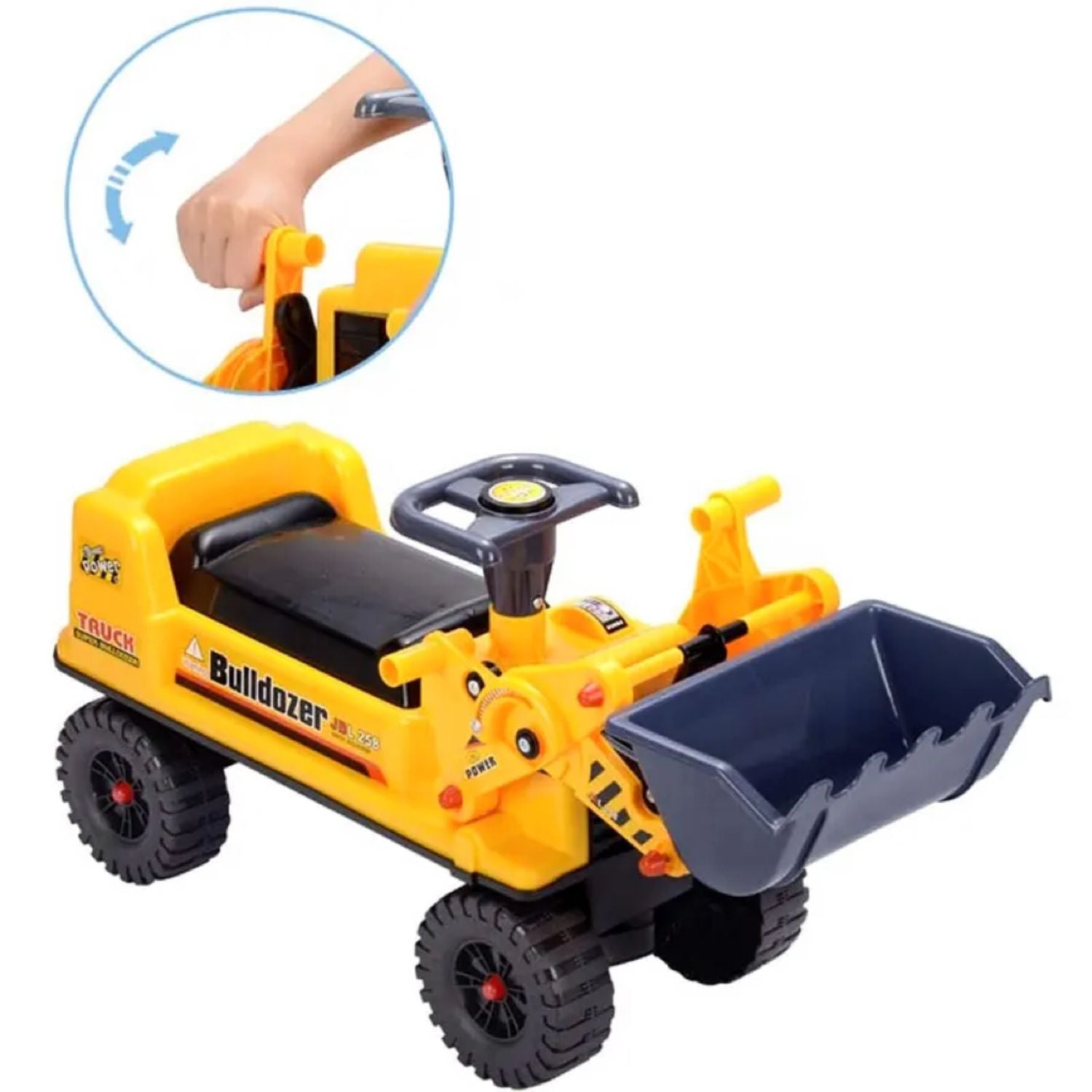 Kids Ride-On Bulldozer Digger Tractor Toy with Helmet, 30kg