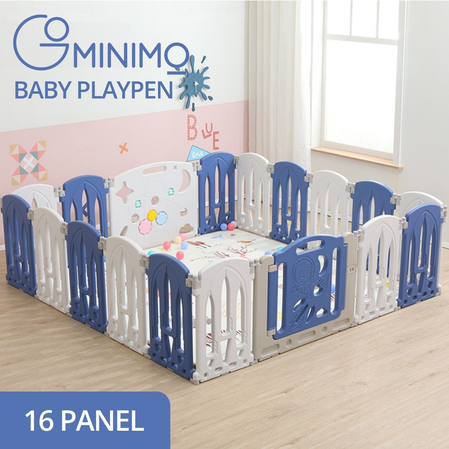 Foldable Adjustable Baby Playpen with 16 Panels HDPE