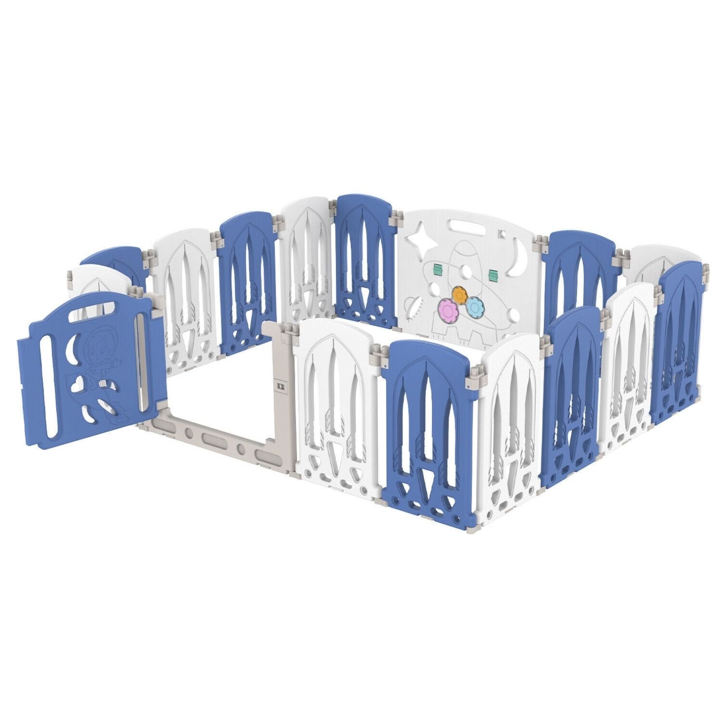 Foldable Adjustable Baby Playpen with 16 Panels HDPE