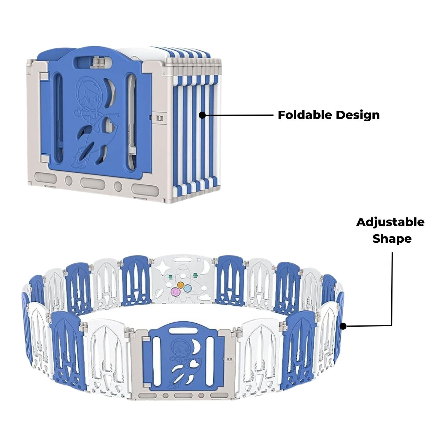 Foldable Adjustable Baby Playpen with 16 Panels HDPE