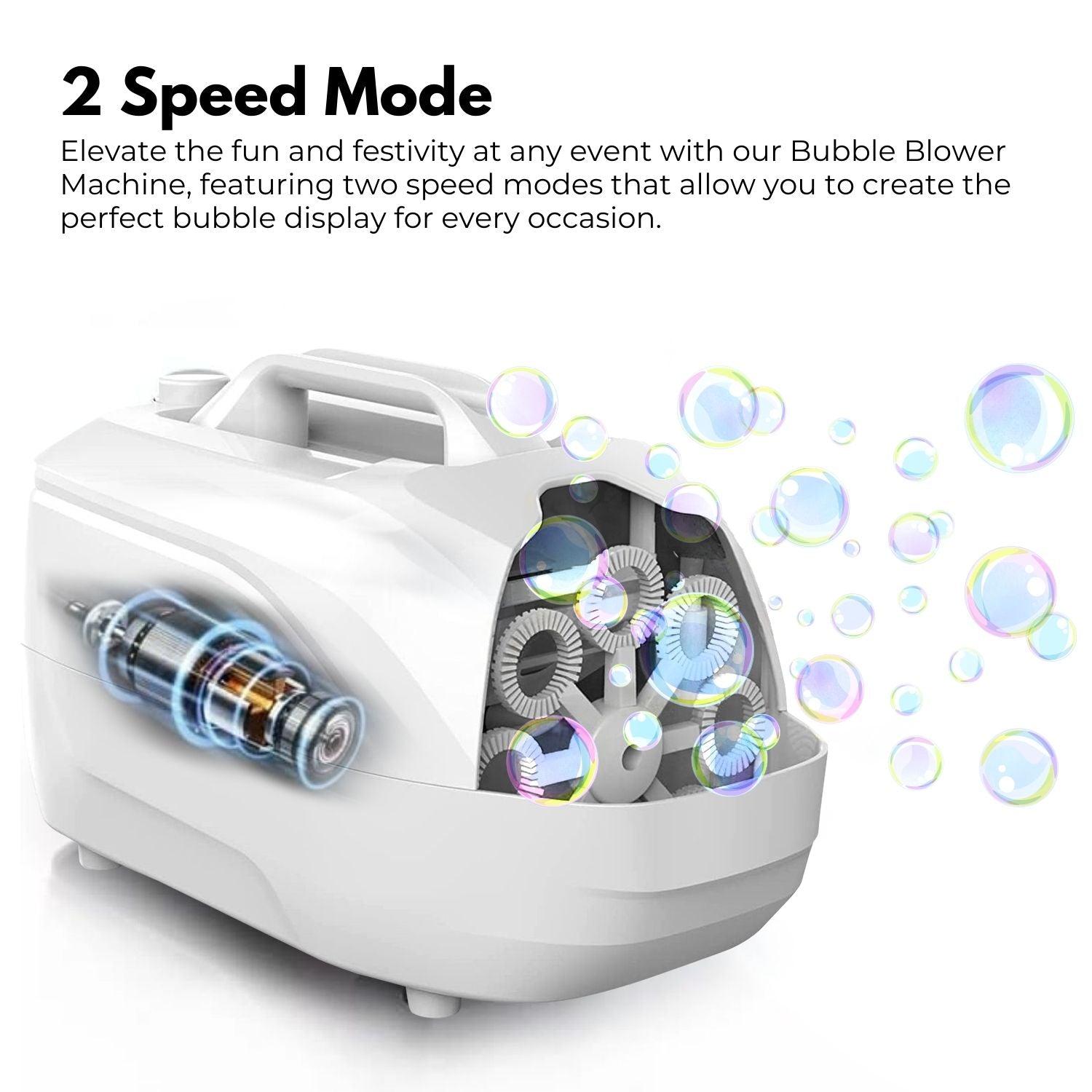 2 Speed Bubble Blower Machine, Battery/USB, 4000+ Bubbles, White - Gominimo