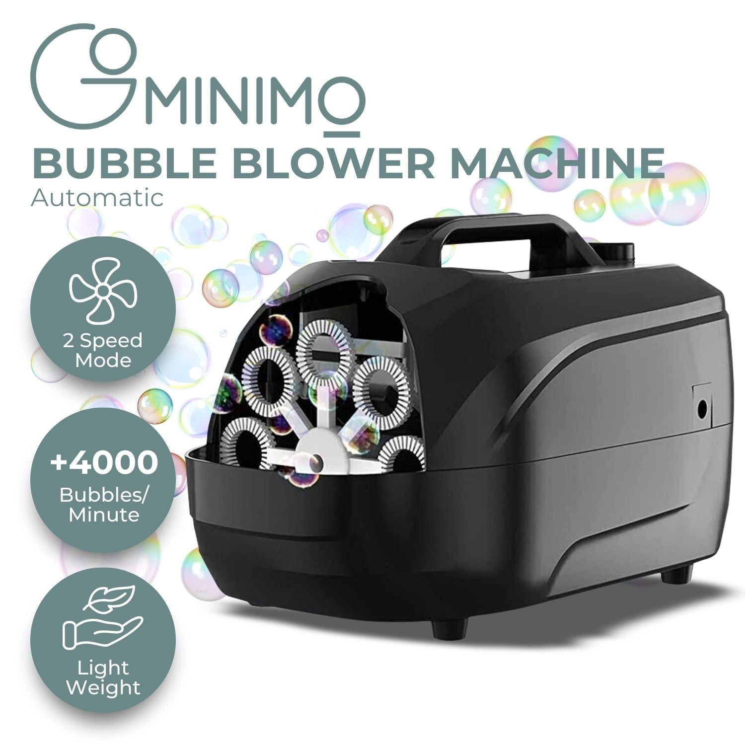 Portable 4000+ Bubbles/min Bubble Blower, 2-Speed | Gominimo