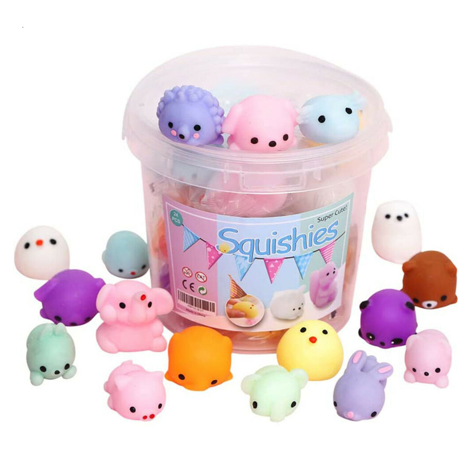 Multicolor Mochi Squishy Toy Set 64pcs with Storage Box - GOMINIMO