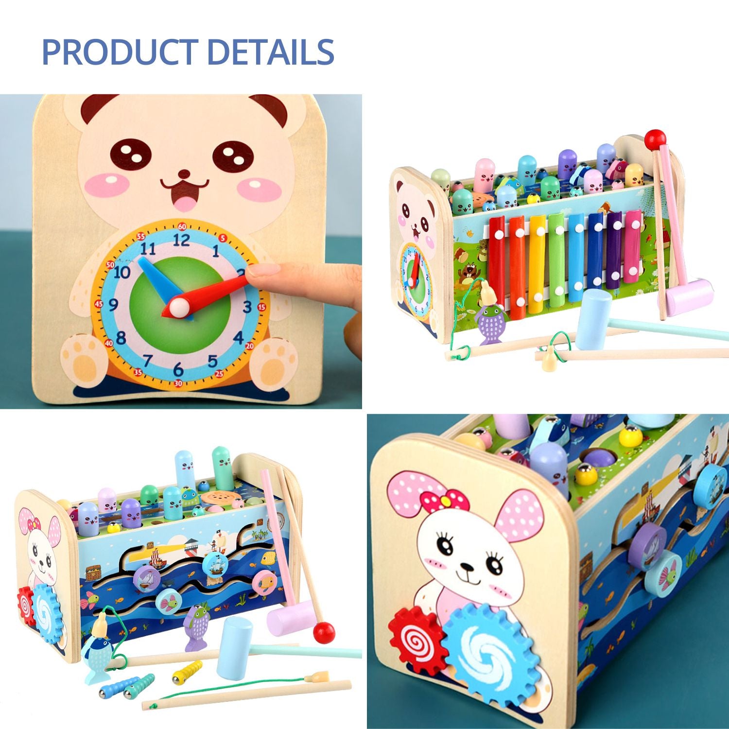 7-in-1 Wooden Sensory Activity Cube for Toddlers - Gominimo