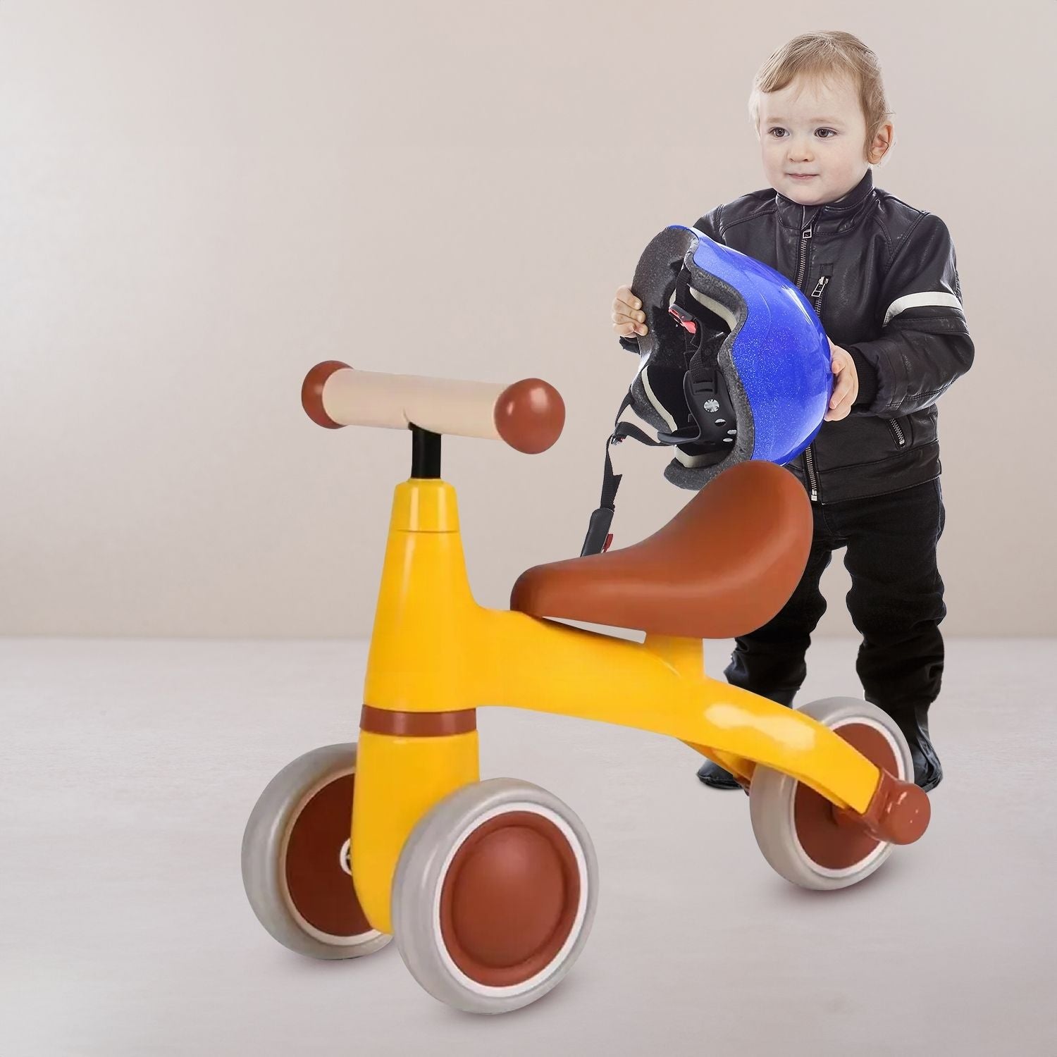 Yellow Baby Balance Bike, 3 Wheels, Safe & Durable