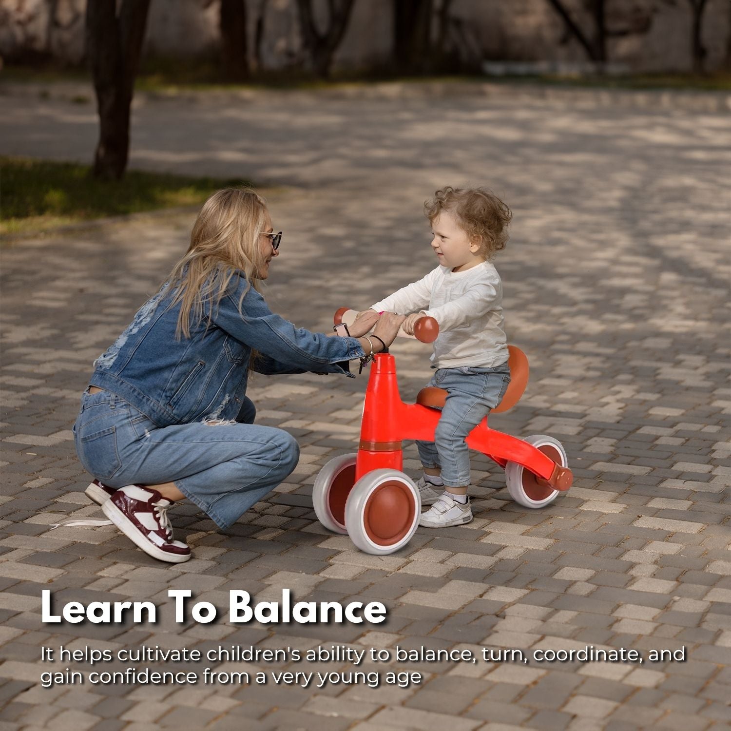 Yellow Baby Balance Bike, 3 Wheels, Safe & Durable