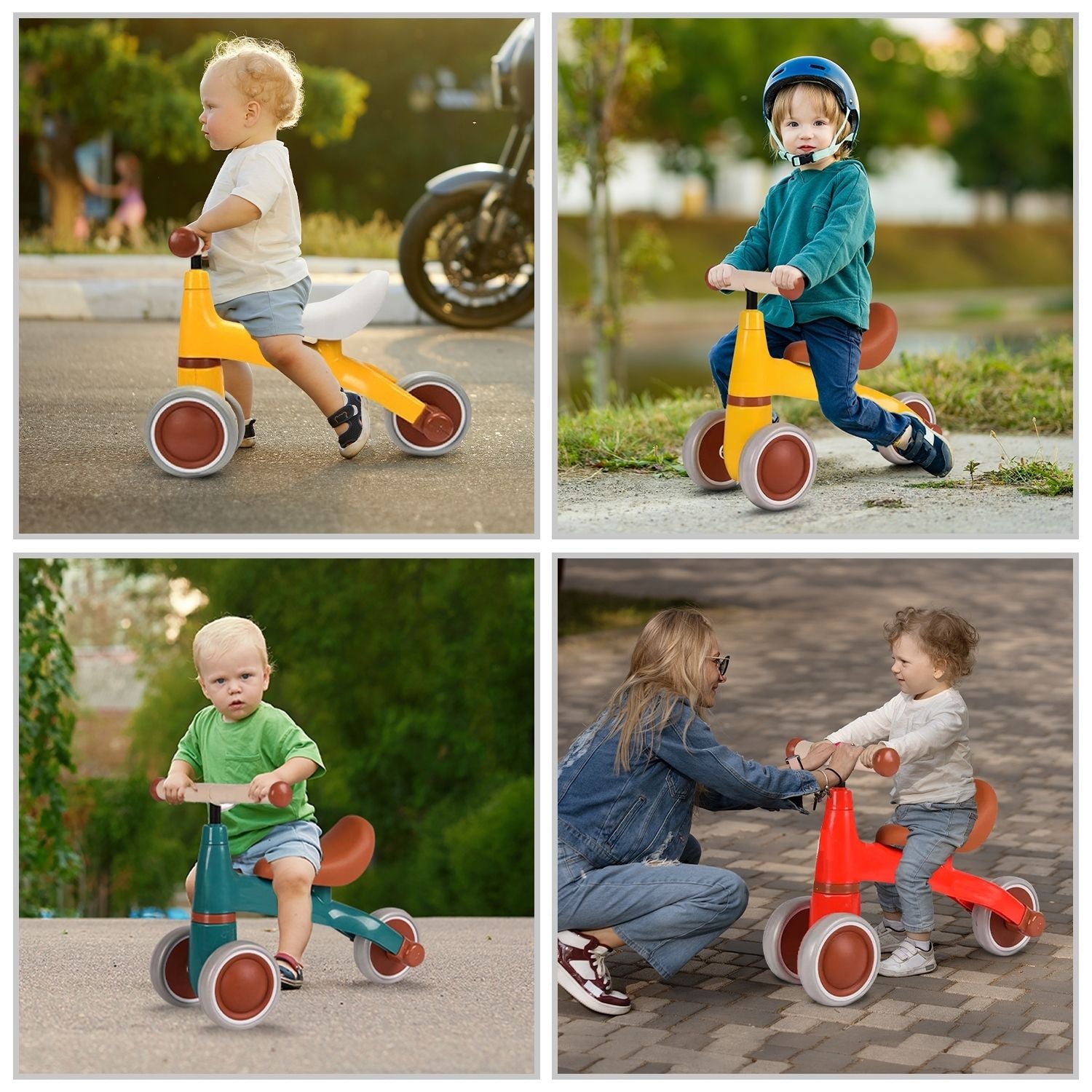 Yellow Baby Balance Bike, 3 Wheels, Safe & Durable