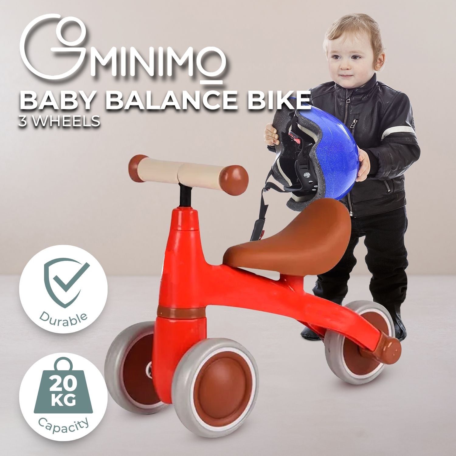 Red 3 Wheels Balance Bike, Anti-Slip, Durable | GOMINIMO