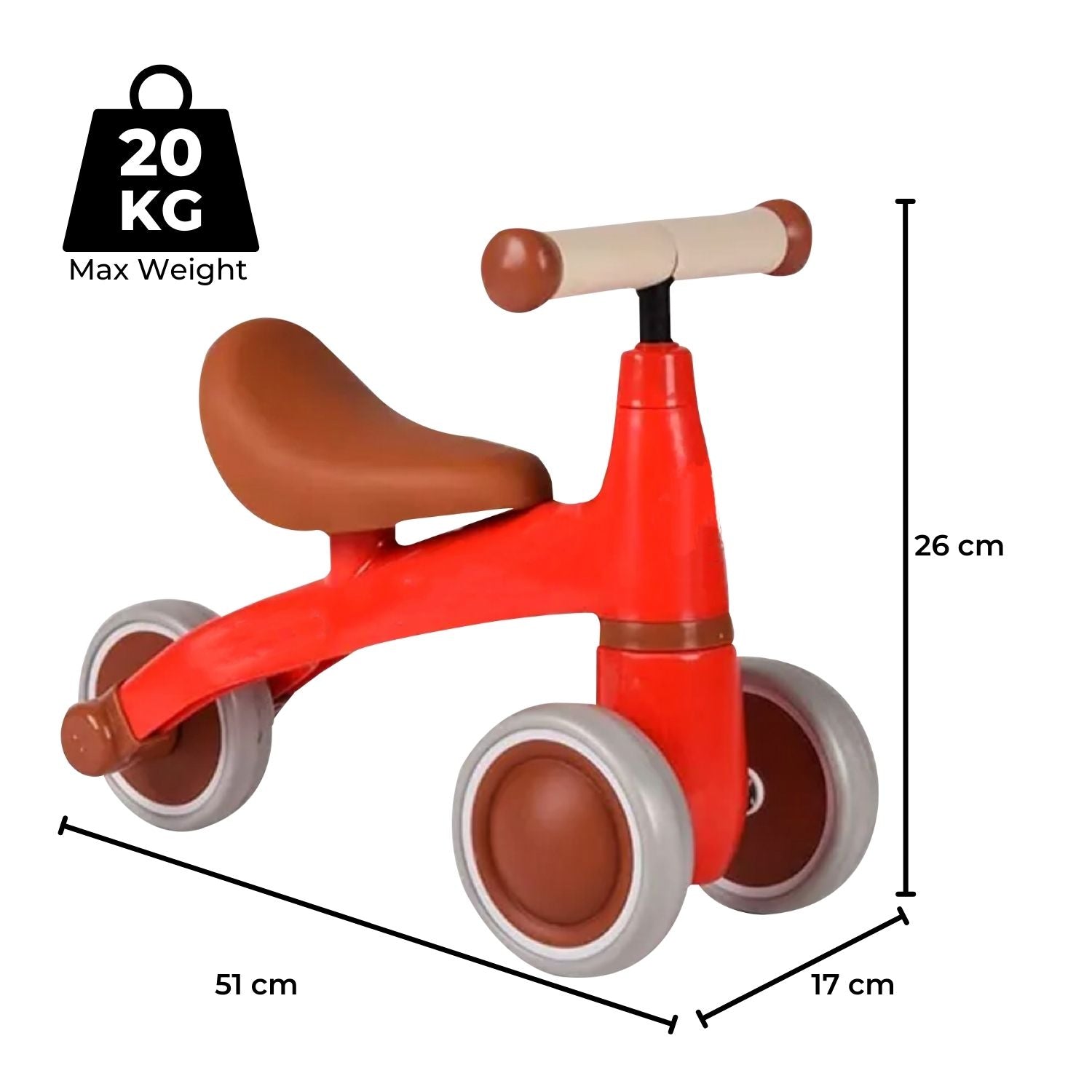 Red 3 Wheels Balance Bike, Anti-Slip, Durable | GOMINIMO