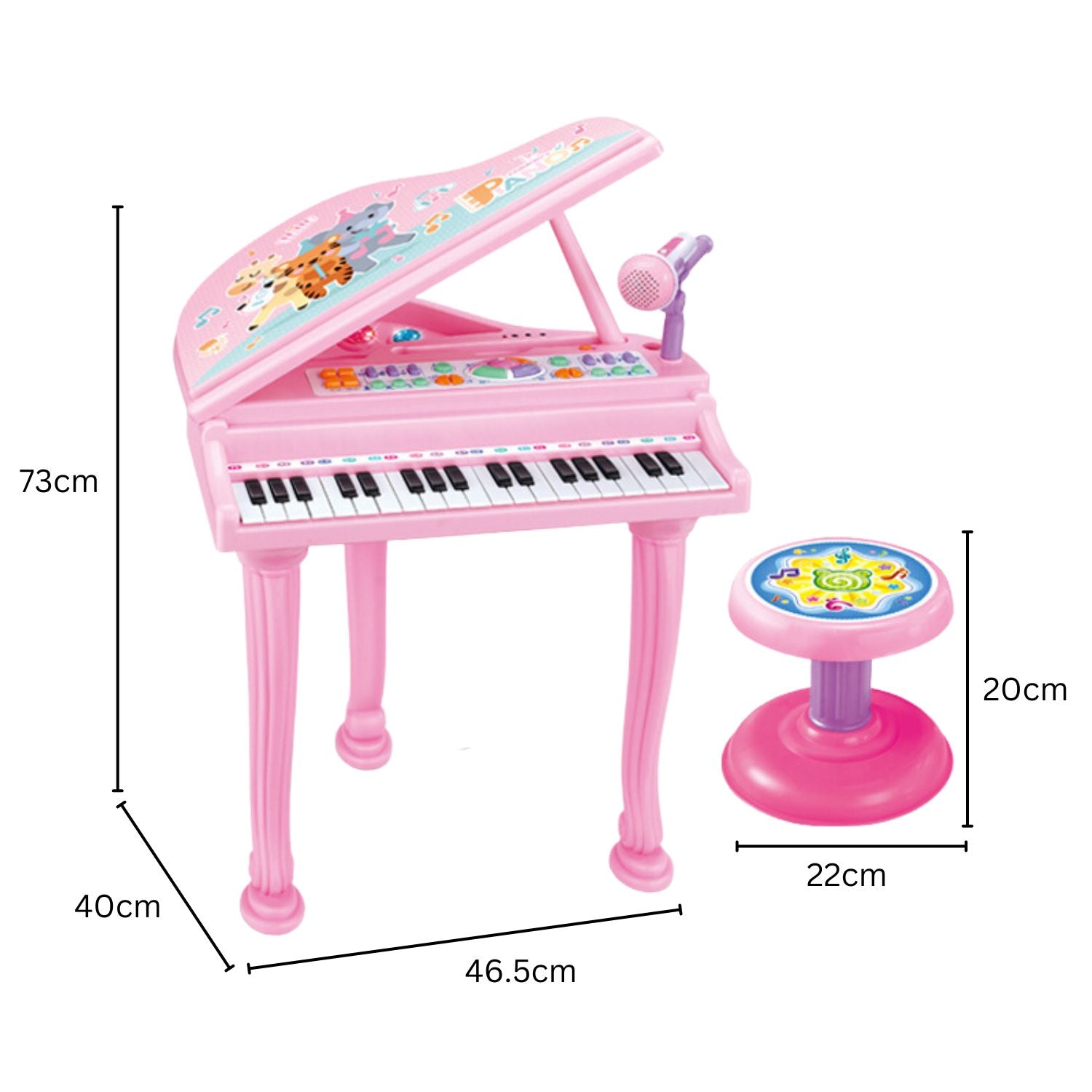 GOMINIMO Kids Electronic Piano Keyboard Toy with Microphone and Chair (Pink)