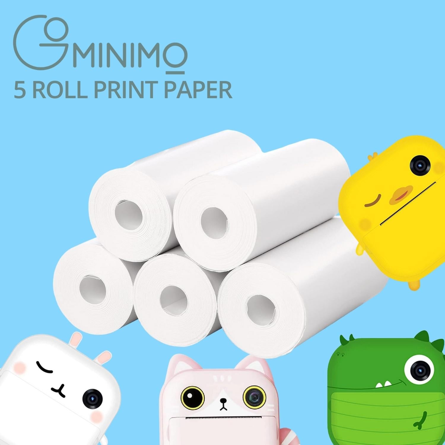 GOMINIMO 5 Rolls for Kids Instant Print Camera Refill Print Paper (White)