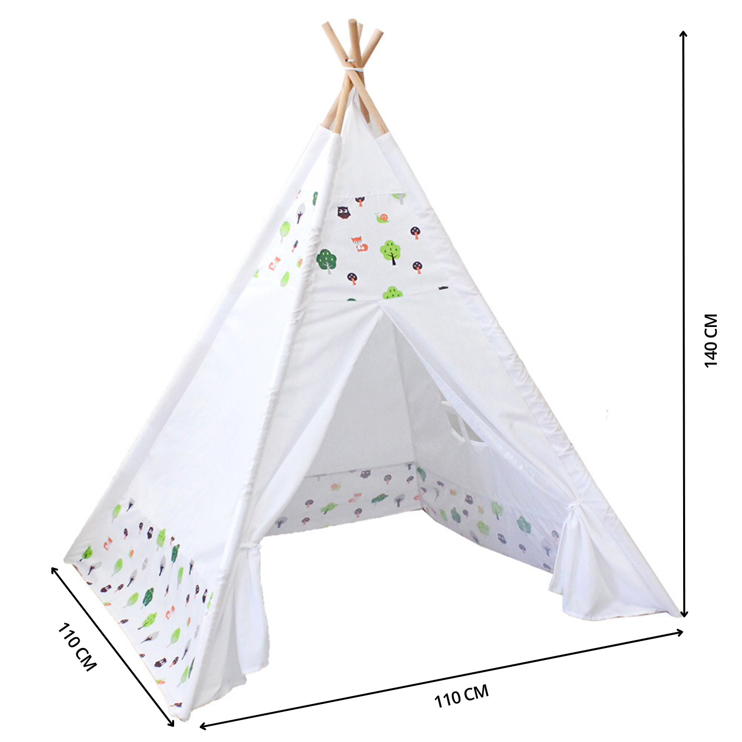 GOMINIMO Kids Teepee Tent with Side Window and Carry Case (White Forest)