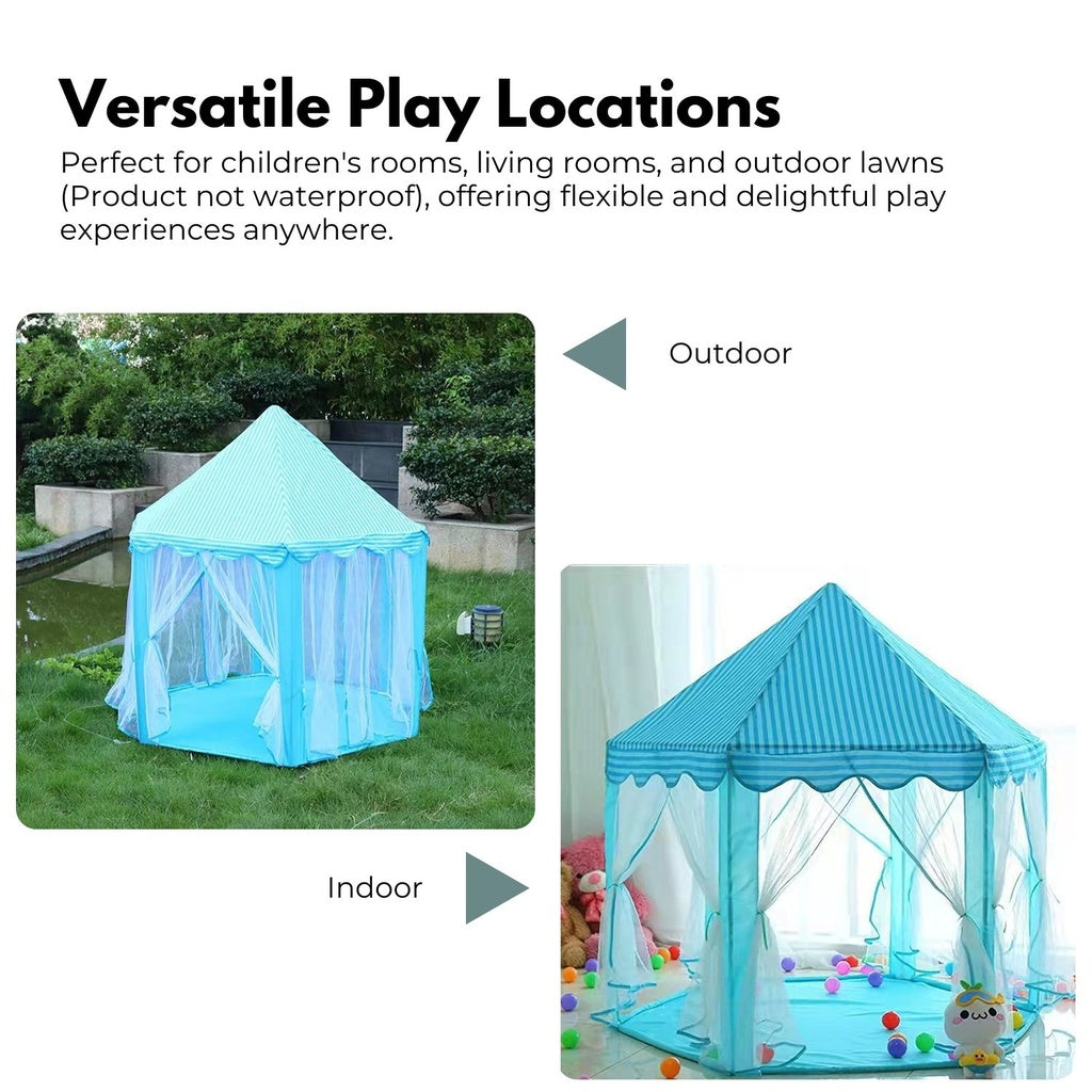 Hexagonal LED Kids Play Tent, Foldable with Mosquito Net, GOMINIMO