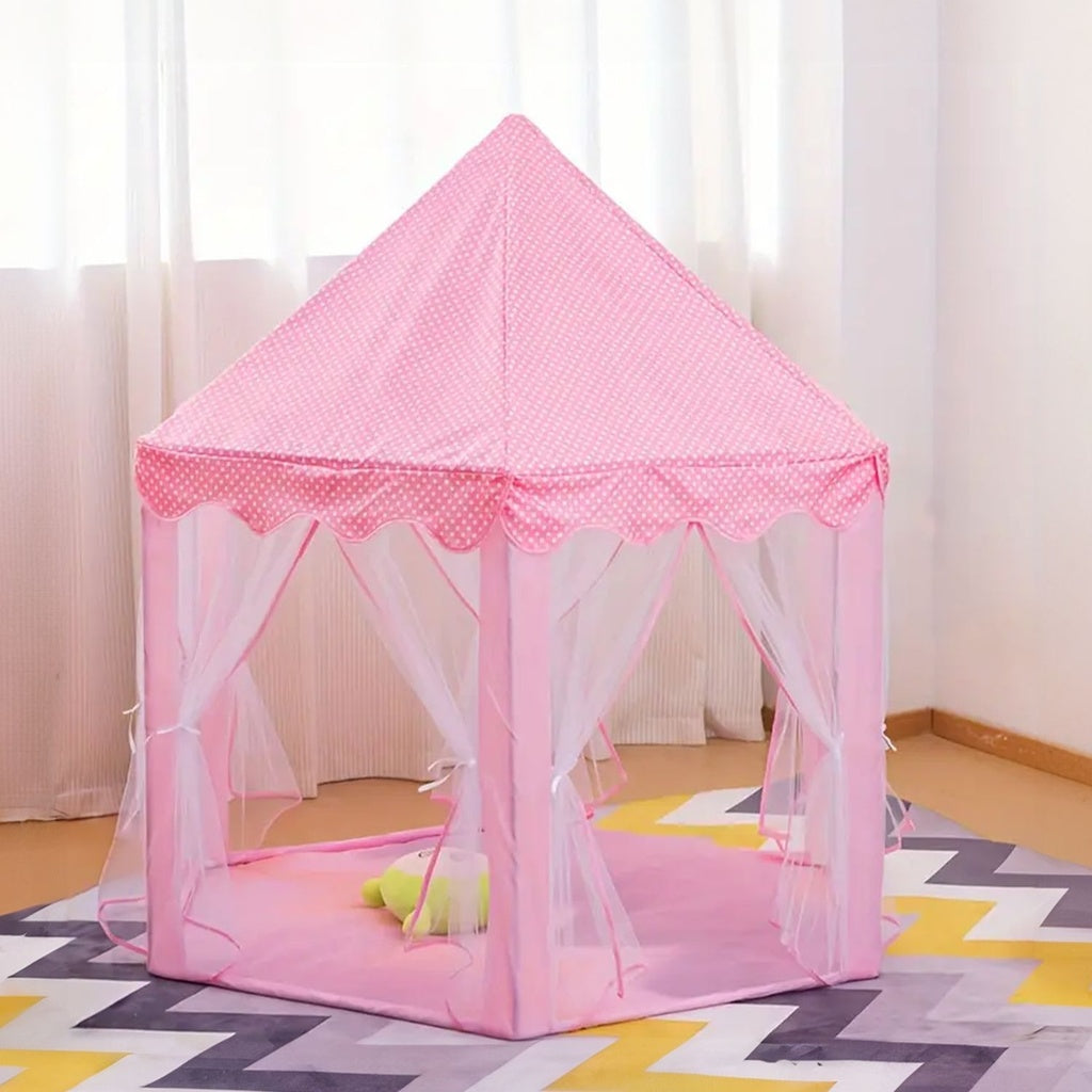 Pink Hexagonal LED Kids Tent, Foldable & Breathable - Gominimo