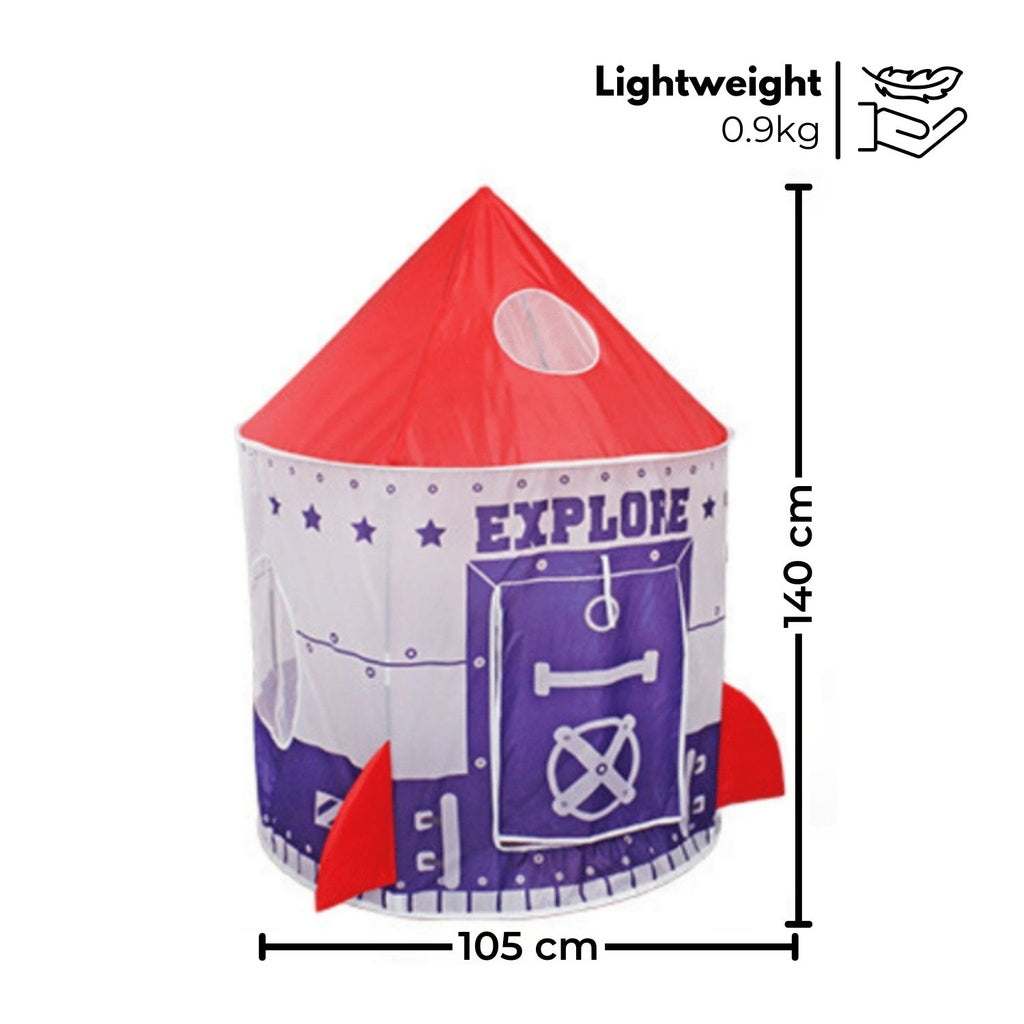 Foldable Kids Spaceship Tent with Roll-Up Curtain