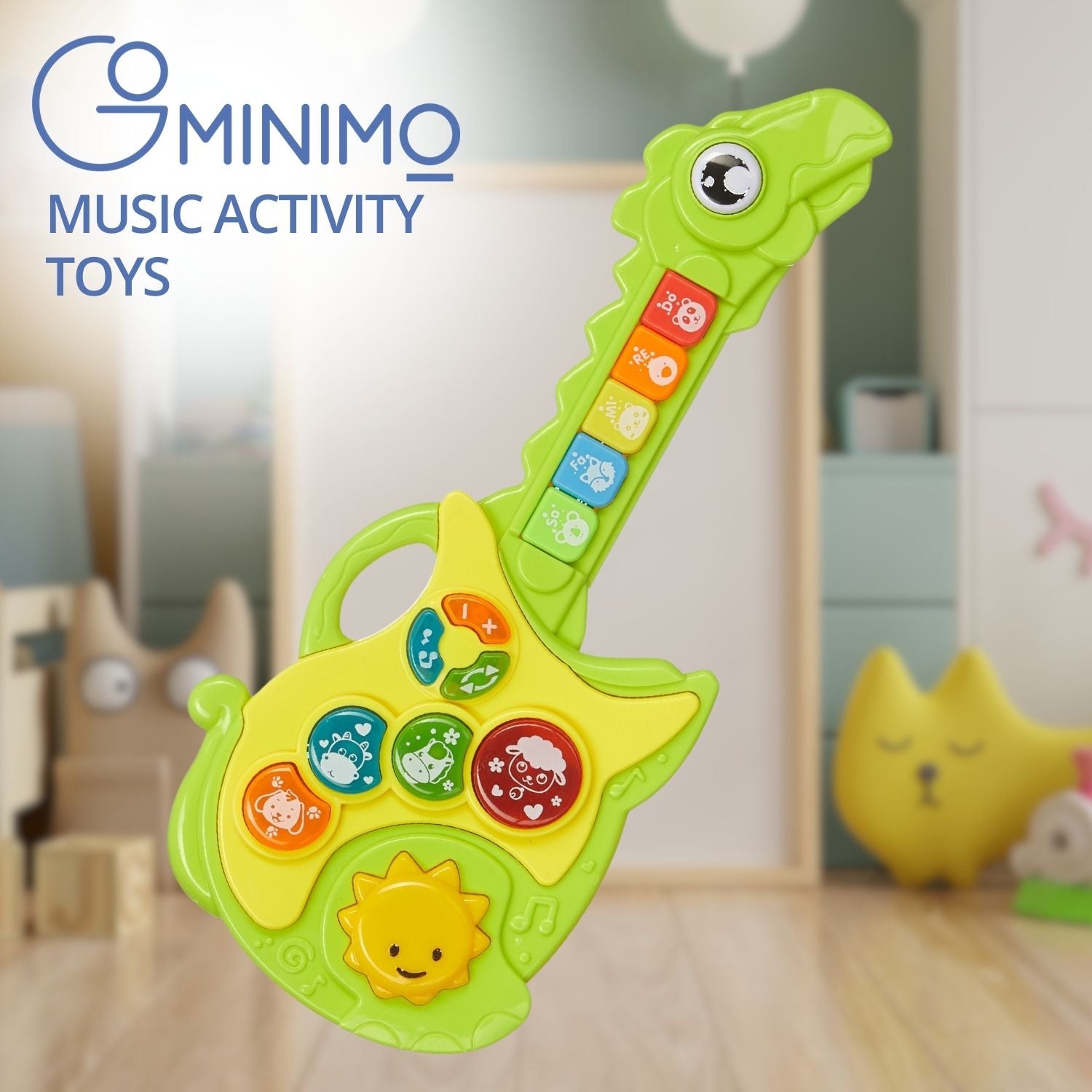 Green Dinosaur Kids Musical Guitar with Animal Sounds