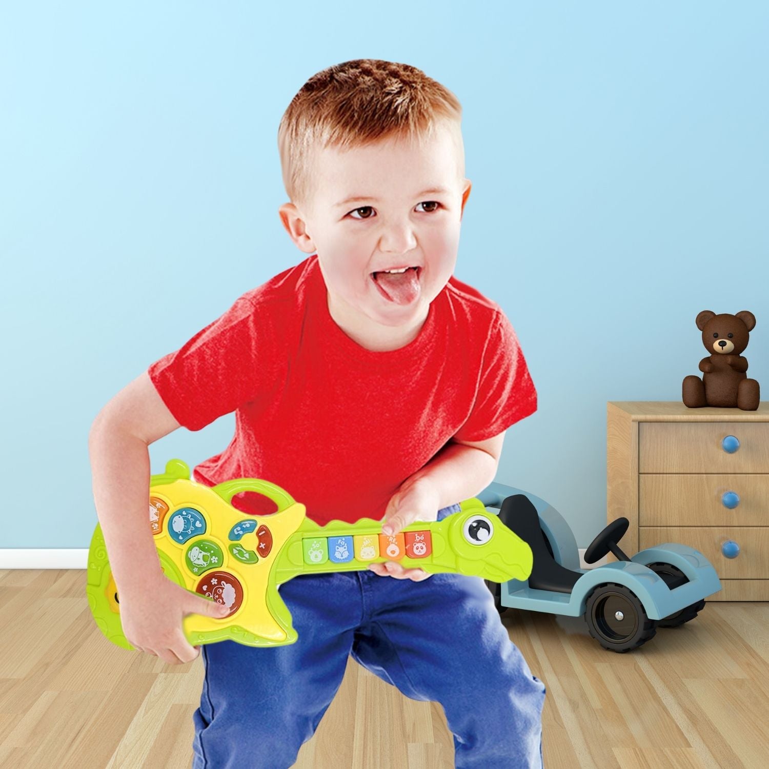 Green Dinosaur Kids Musical Guitar with Animal Sounds