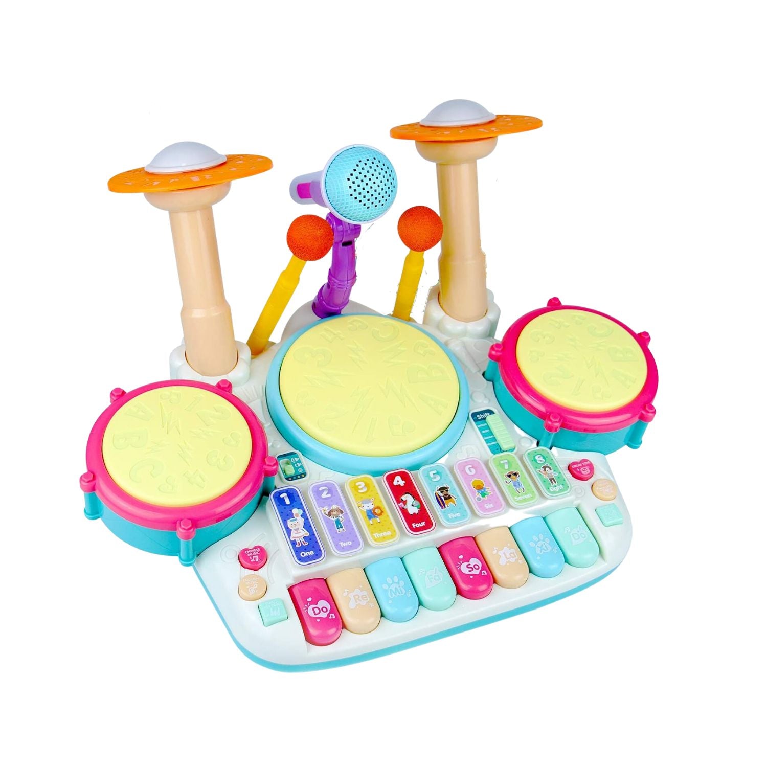 Interactive Kids Drum Set, Whack-a-Mole, Mic, Lights – Gominimo