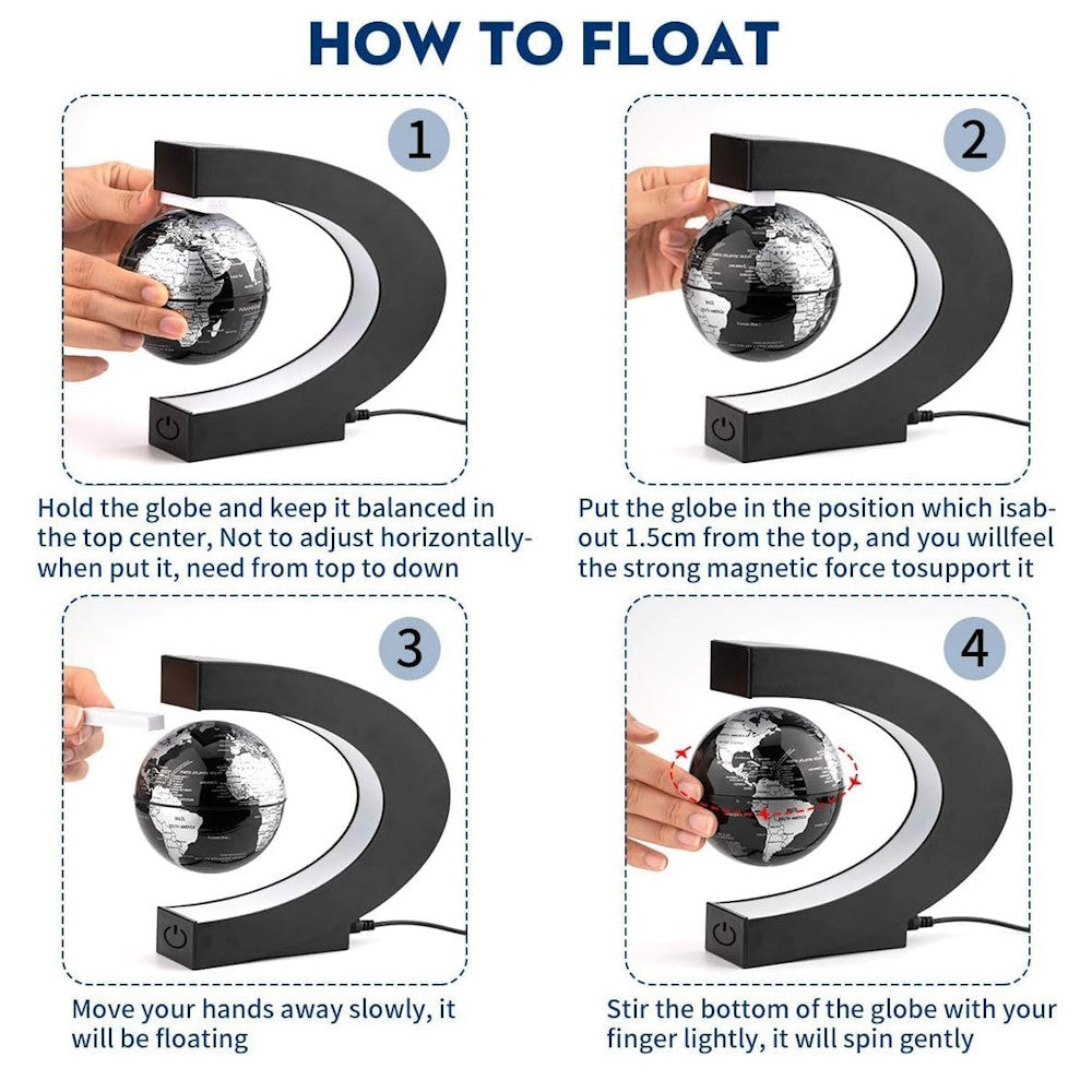 LED Magnetic Levitation Floating Globe, 3.5" with Day/Night Mode