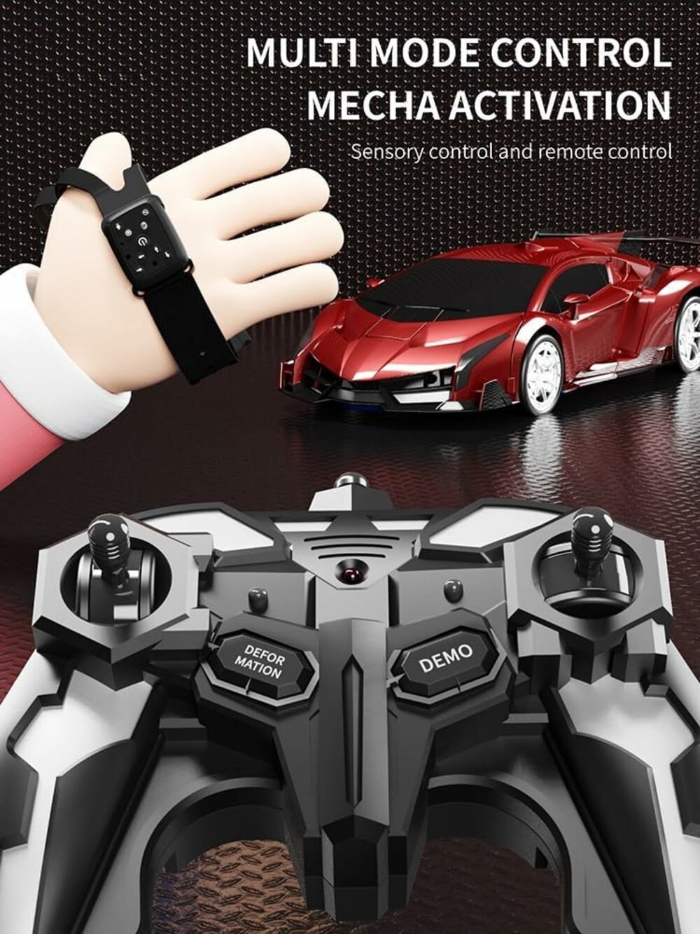 Remote Control Transform Car Robot, Engine Sounds, Red