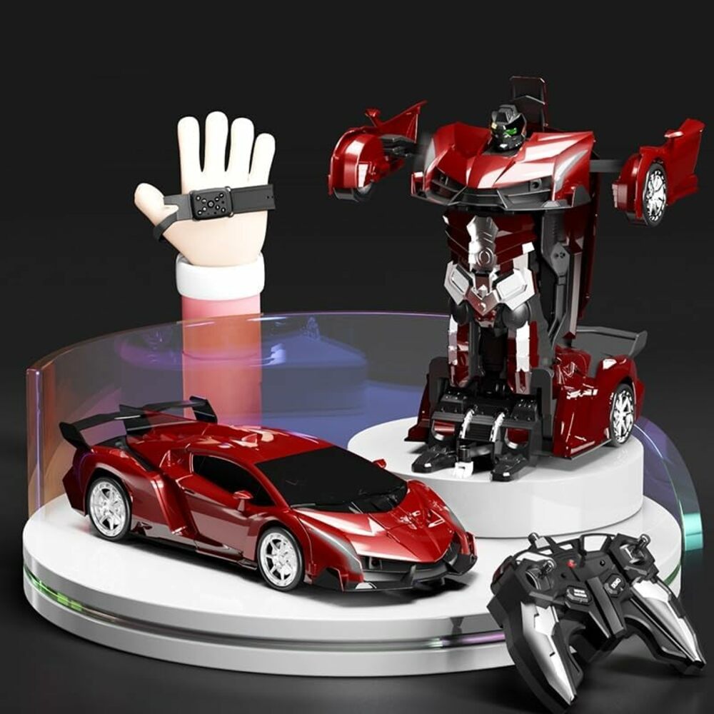 Remote Control Transform Car Robot, Engine Sounds, Red