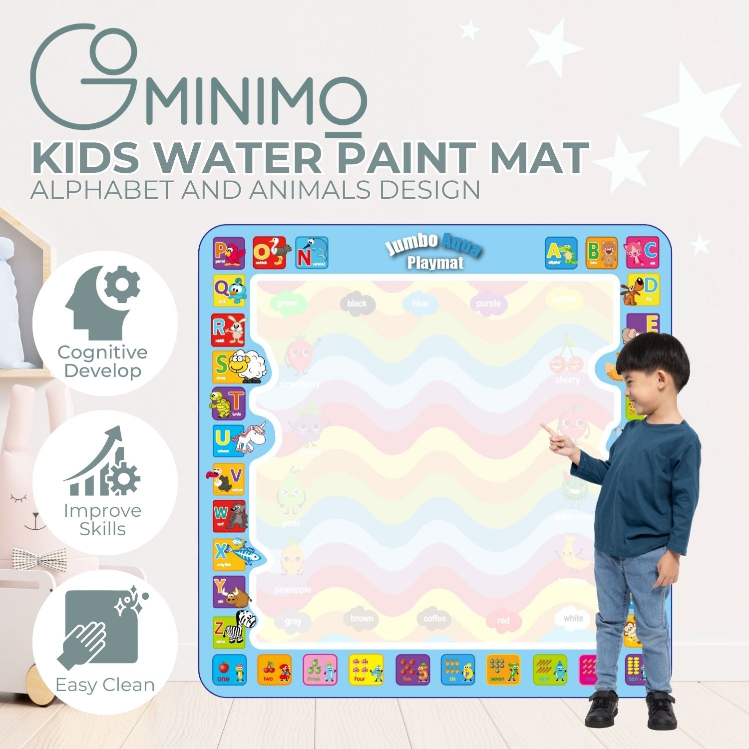 Educational Water Paint Mat Set for Kids - Alphabet & Animals