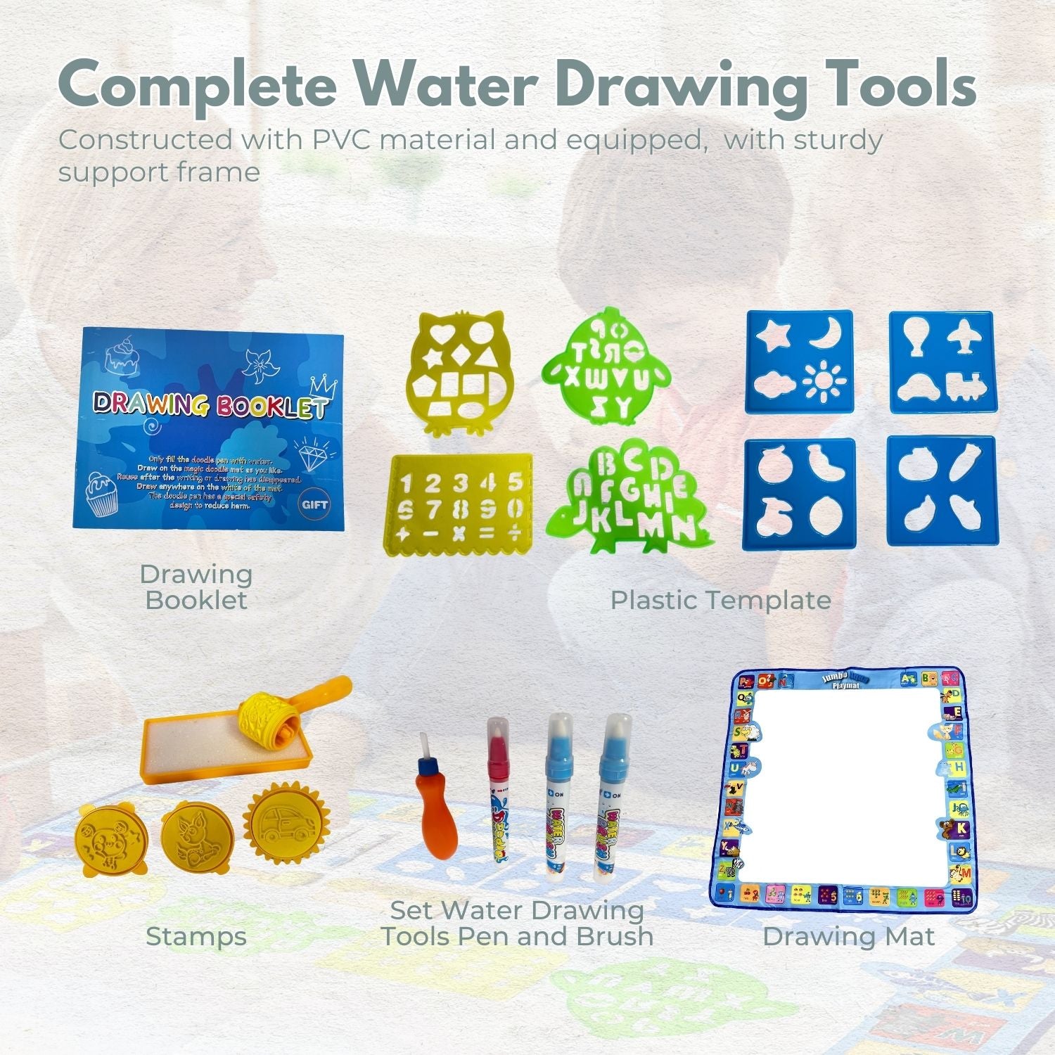 Educational Water Paint Mat Set for Kids - Alphabet & Animals