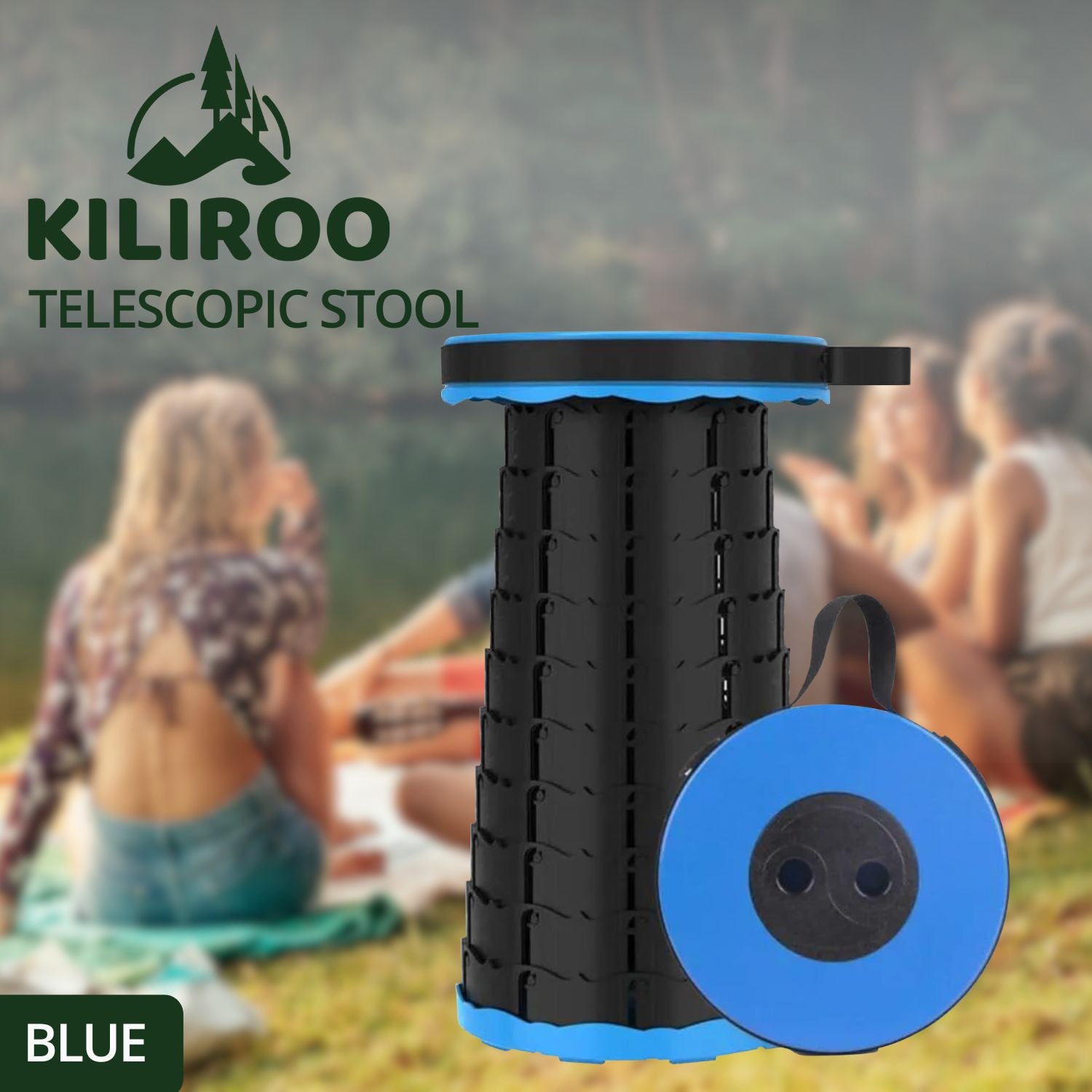 KILIROO Portable Telescopic Folding Stool (Blue)