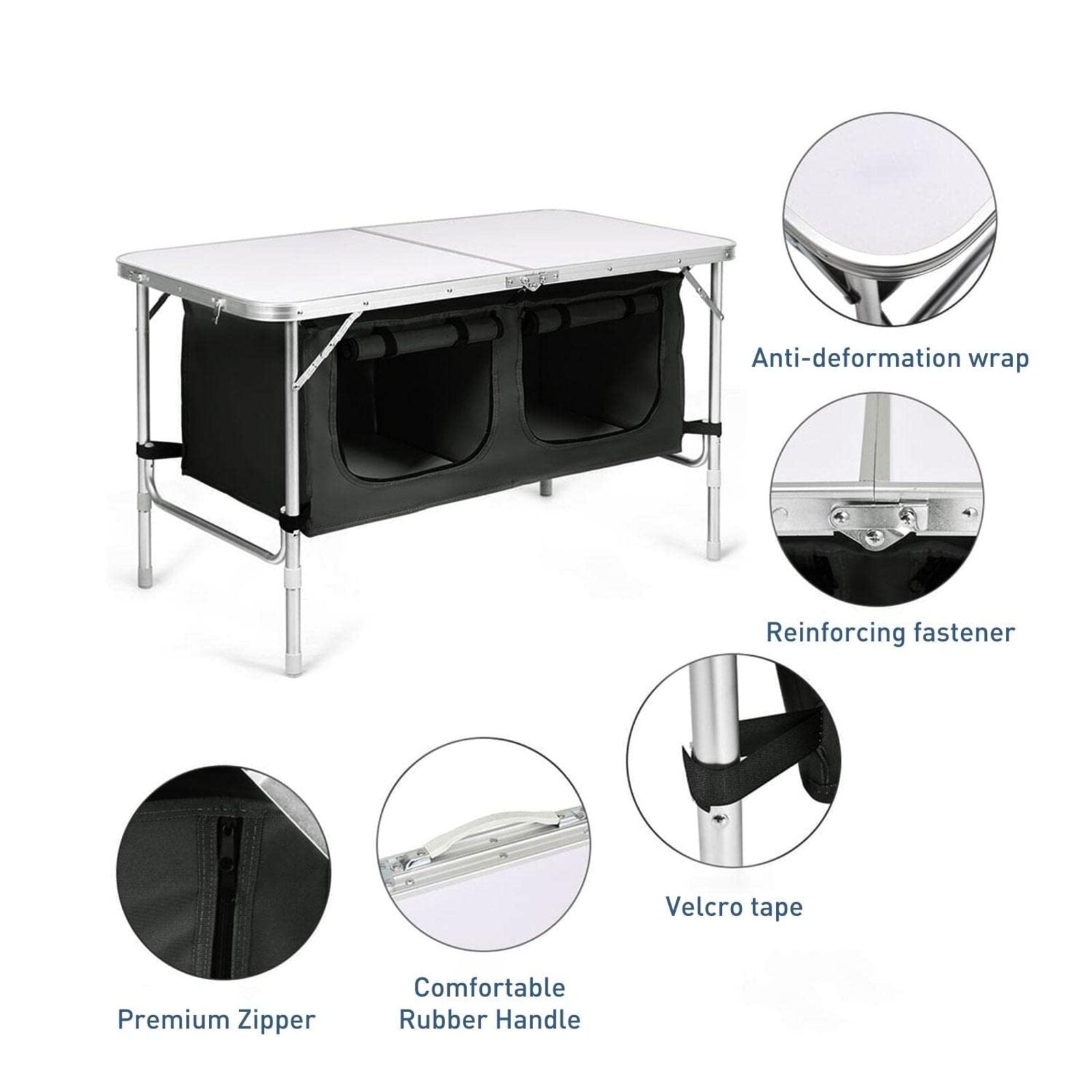 KILIROO Camping Table 120cm Silver (With Black Storage Bag)
