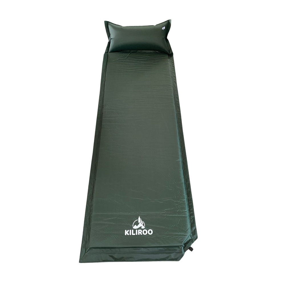 KILIROO Inflating Camping Mat with Pillow - Army Green