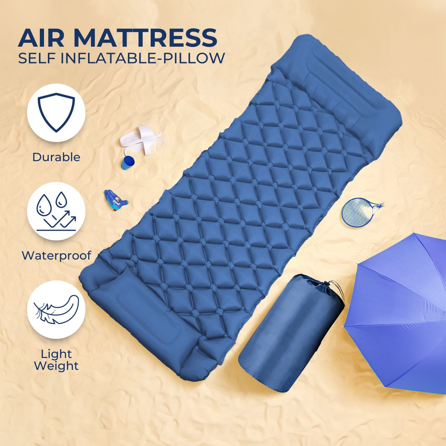 Leak-Proof Inflatable Camping Sleeping Pad with Pillow - KILIROO