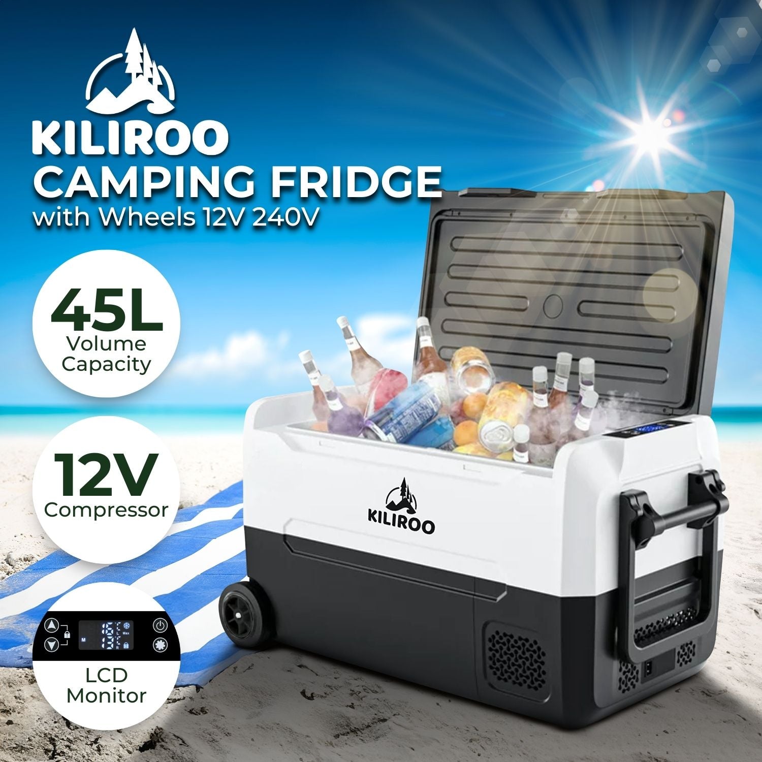 KILIROO Portable Camping Fridge 45L