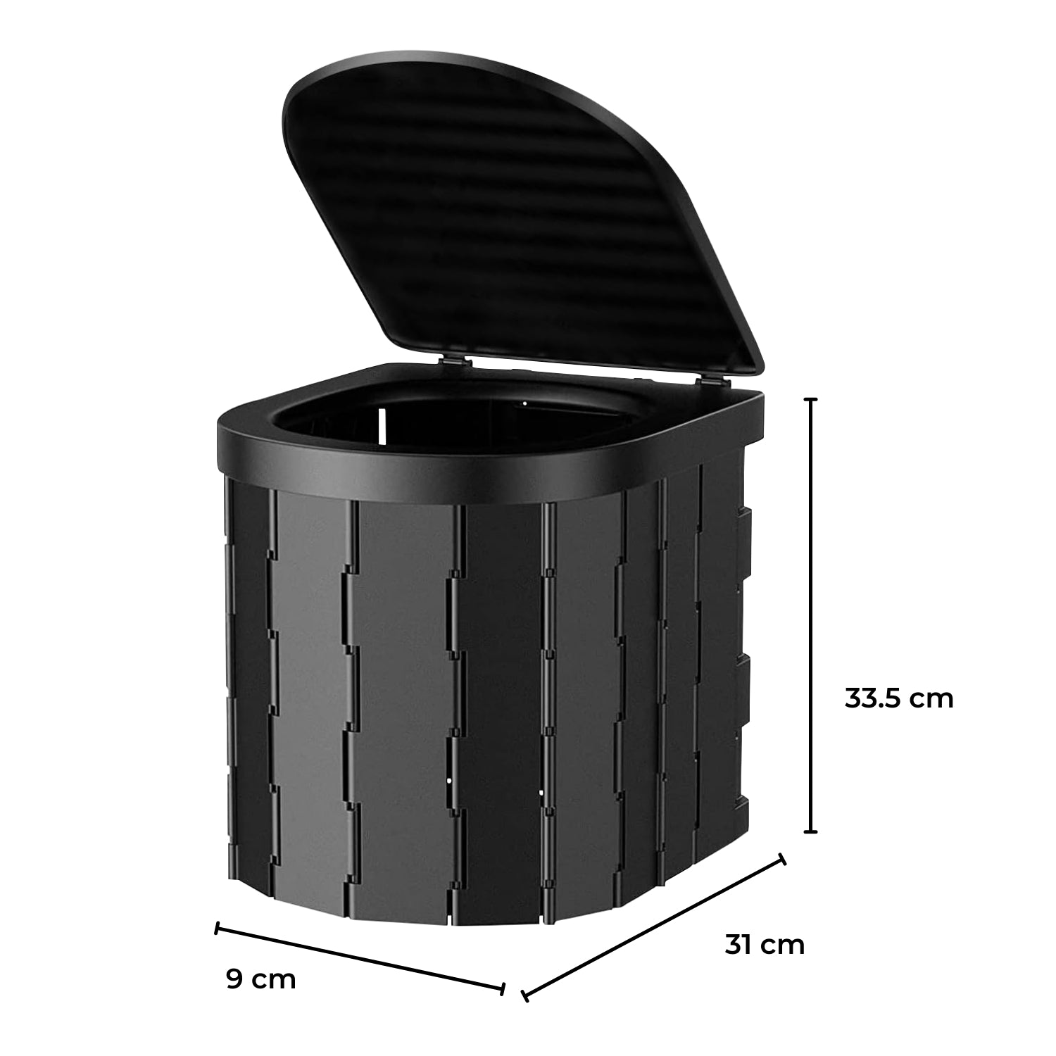 Foldable Portable Potty with Lid, Sturdy Black | KILIROO