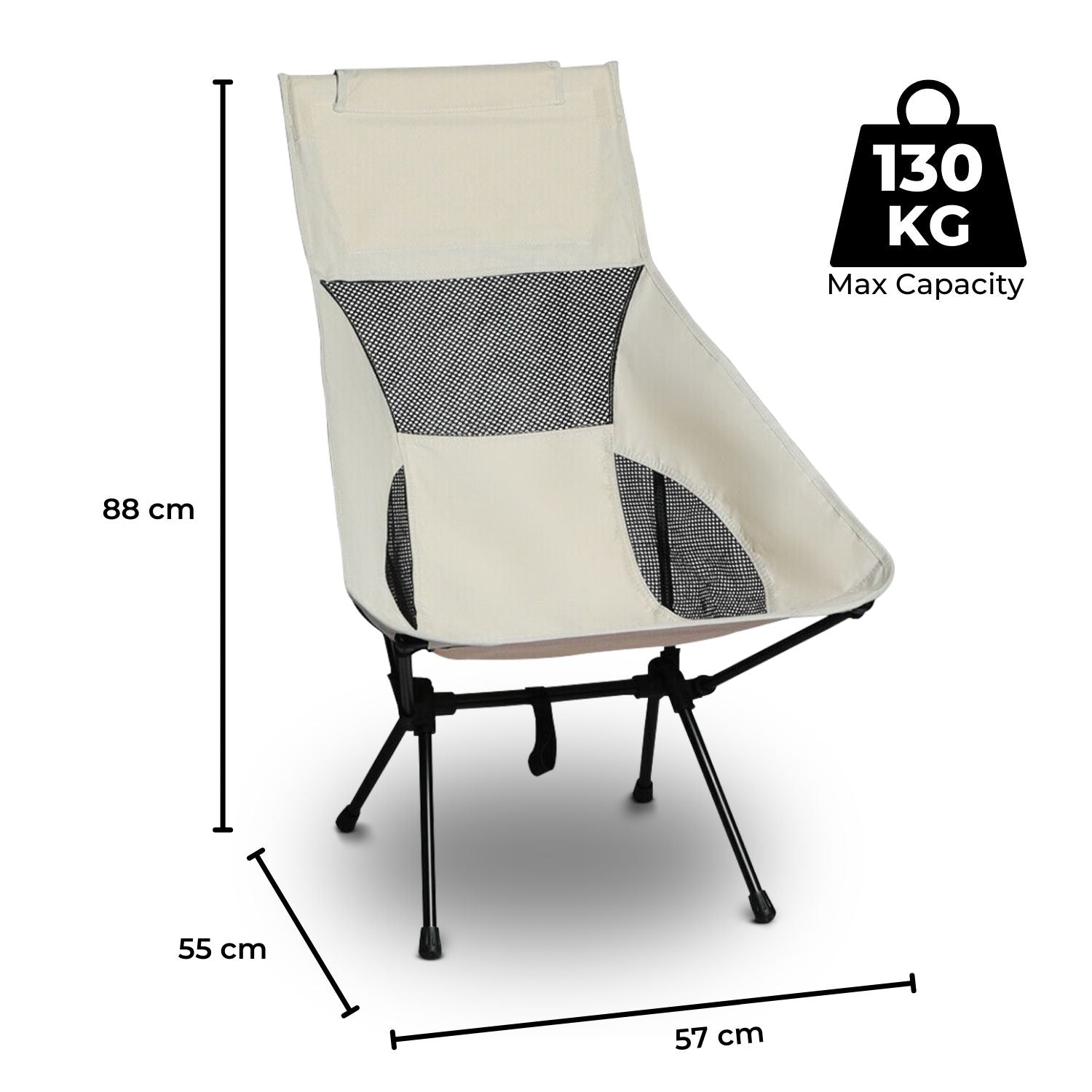 Lightweight 130kg Capacity Camping Chair with Storage Bag – KILIROO