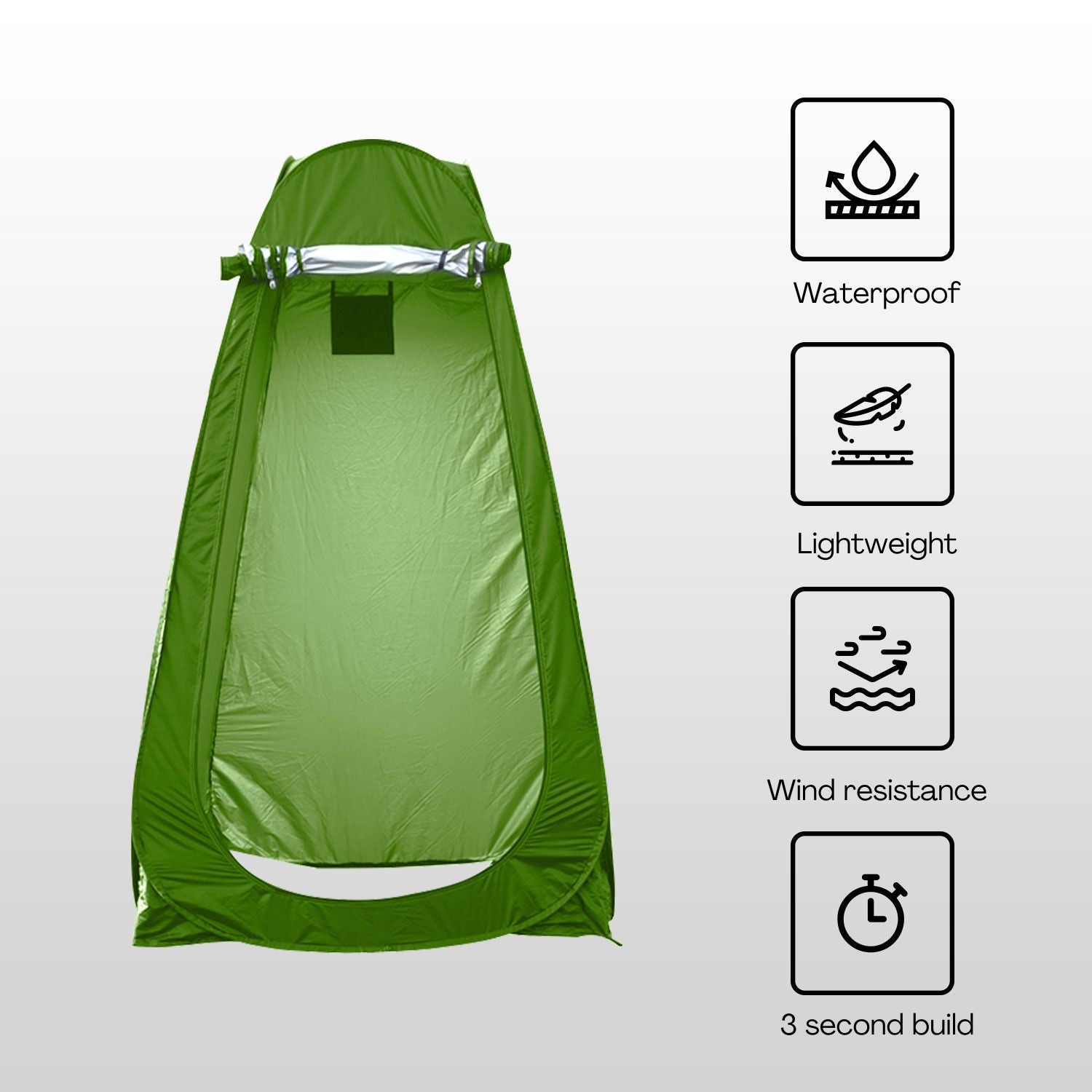 Green UV Resistant Shower Tent with Storage & Zipper Windows