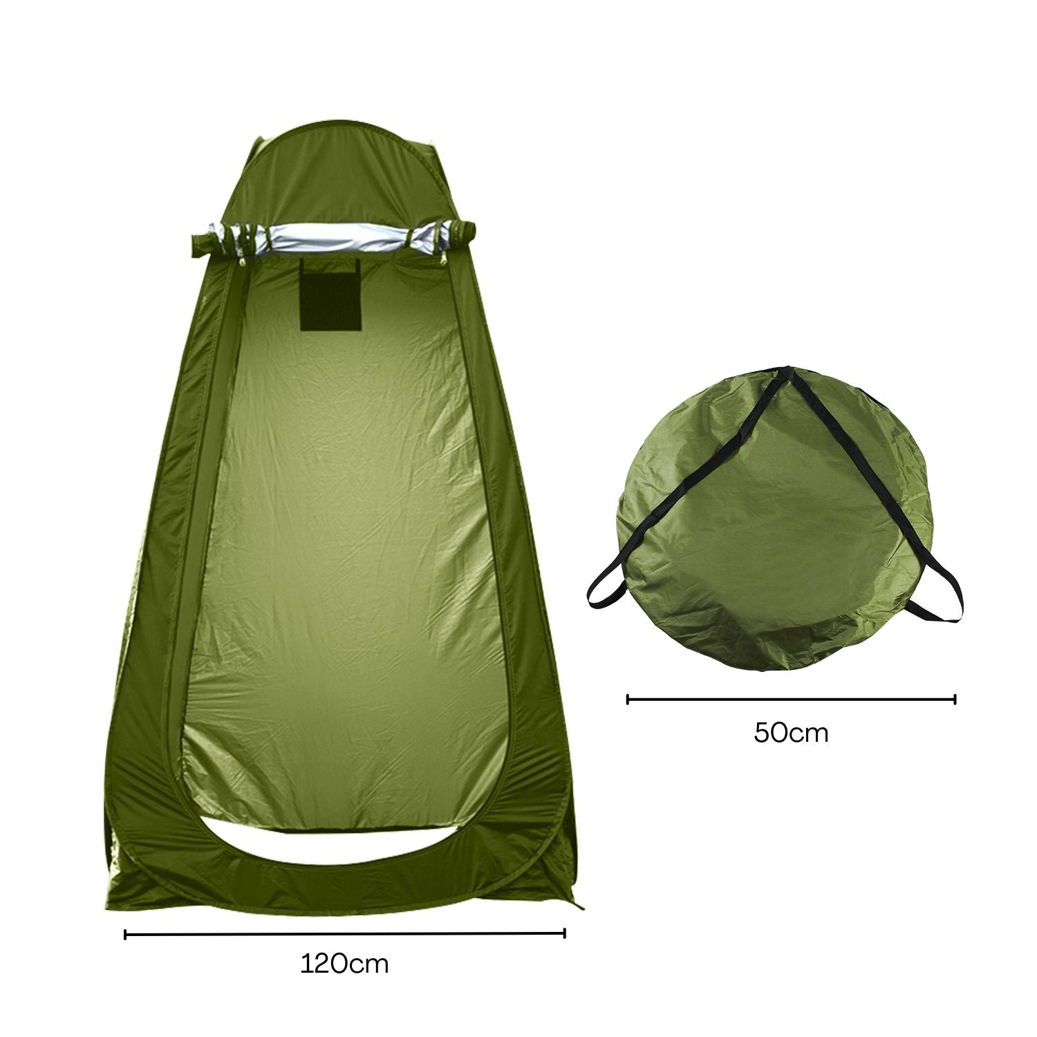 Green UV Resistant Shower Tent with Storage & Zipper Windows