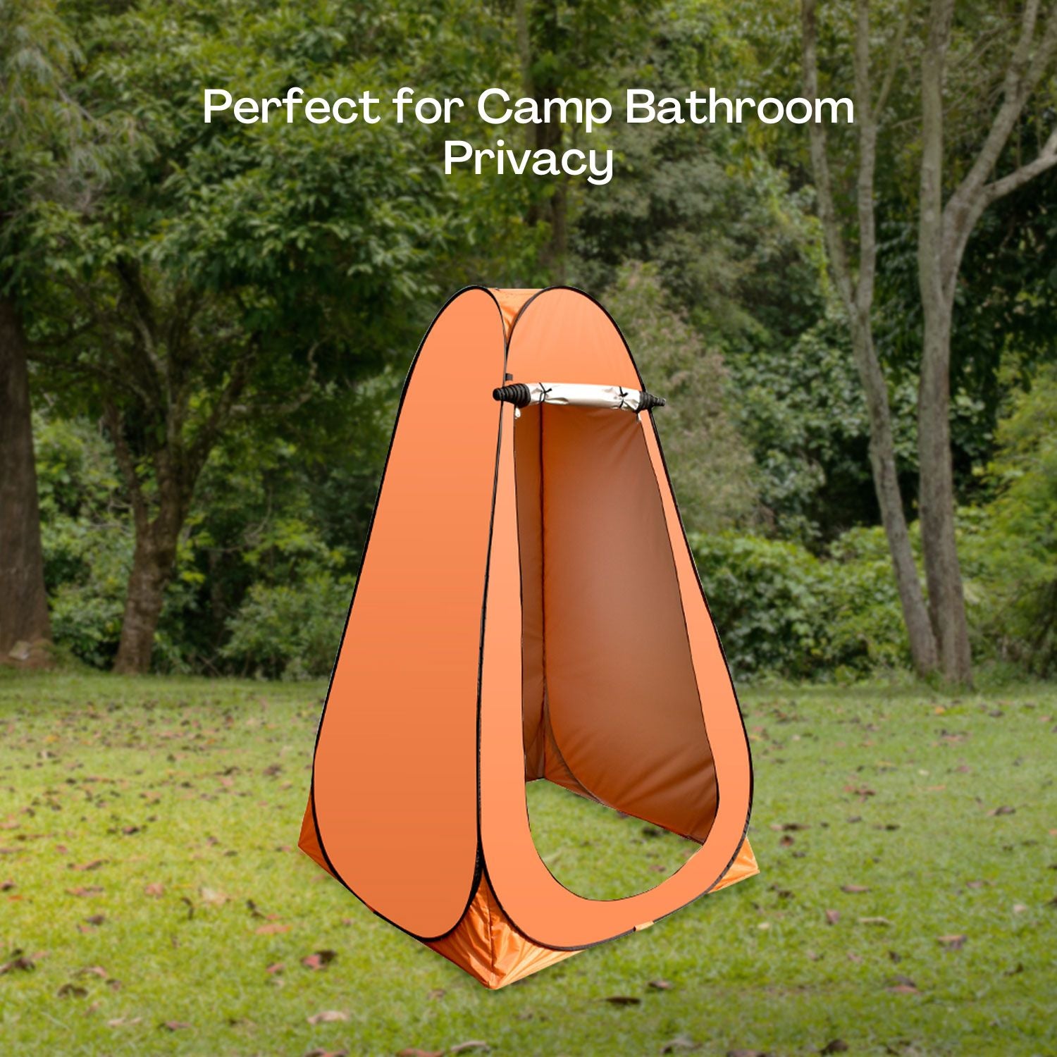 Orange Shower Tent with 2 Windows, Storage & Zipper Door