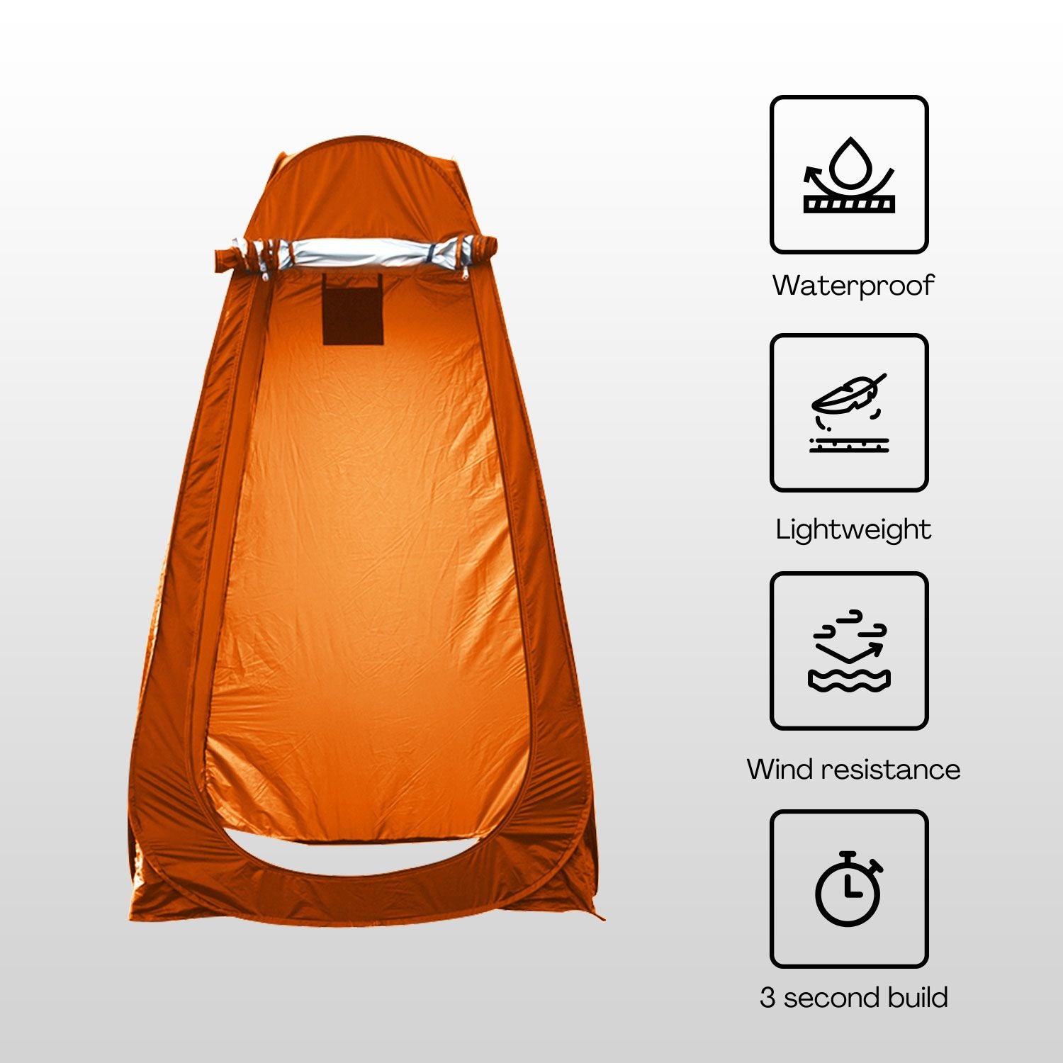 Orange Shower Tent with 2 Windows, Storage & Zipper Door