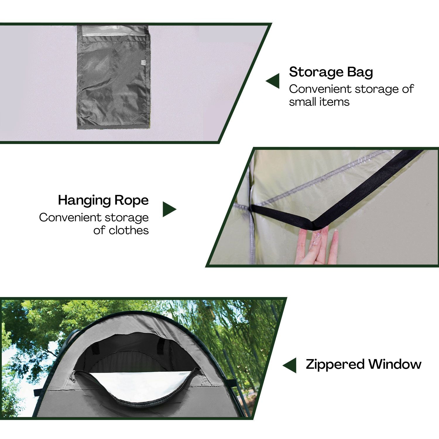 Orange Shower Tent with 2 Windows, Storage & Zipper Door