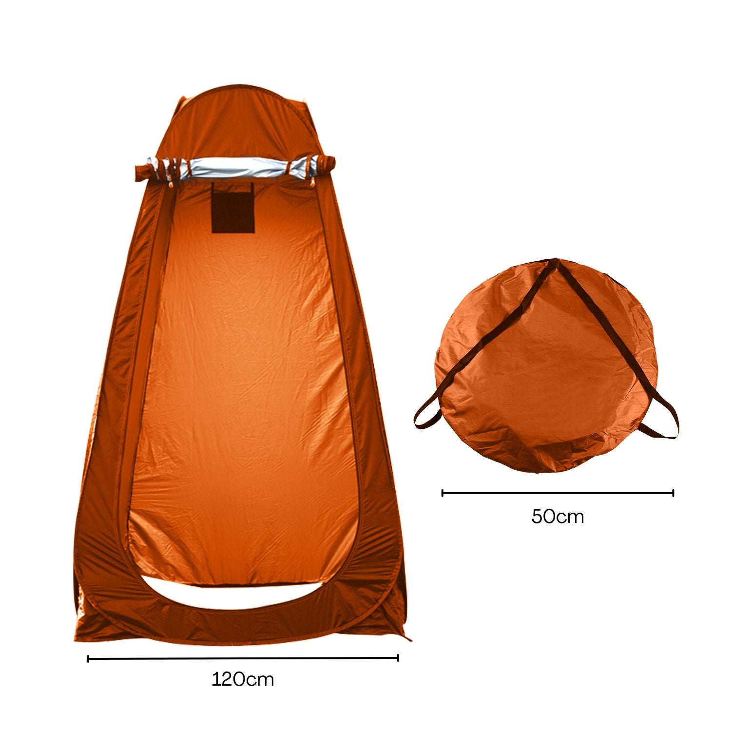 Orange Shower Tent with 2 Windows, Storage & Zipper Door