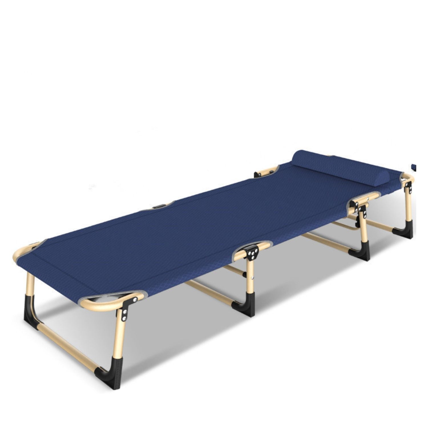 KILIROO Folding Camping Cot Bed 600D Oxford Fabric with Removable Pillow (Navy Blue)