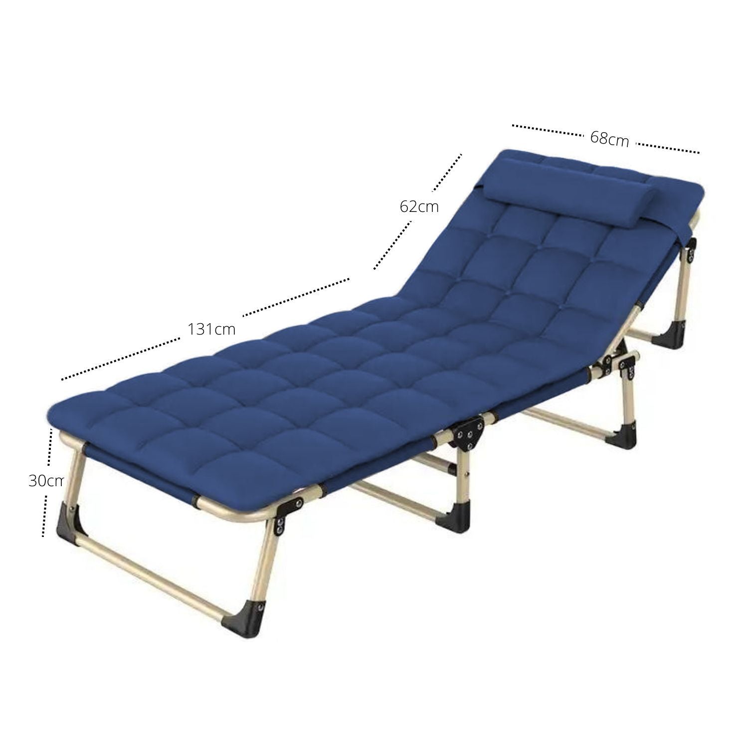 KILIROO Adjustable Portable Folding Bed with Mattress and Headrest (Blue)