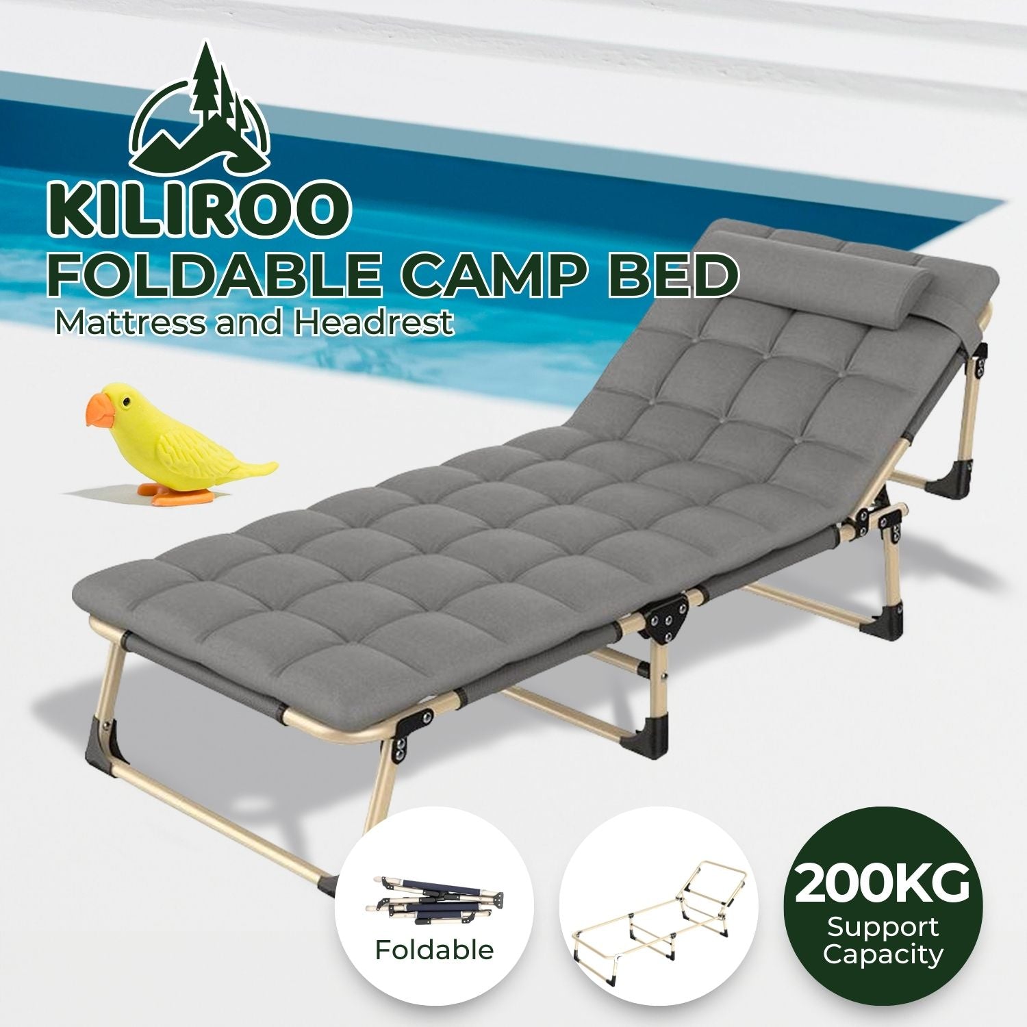 Waterproof Adjustable Folding Bed with Mattress & Headrest - Kiliroo