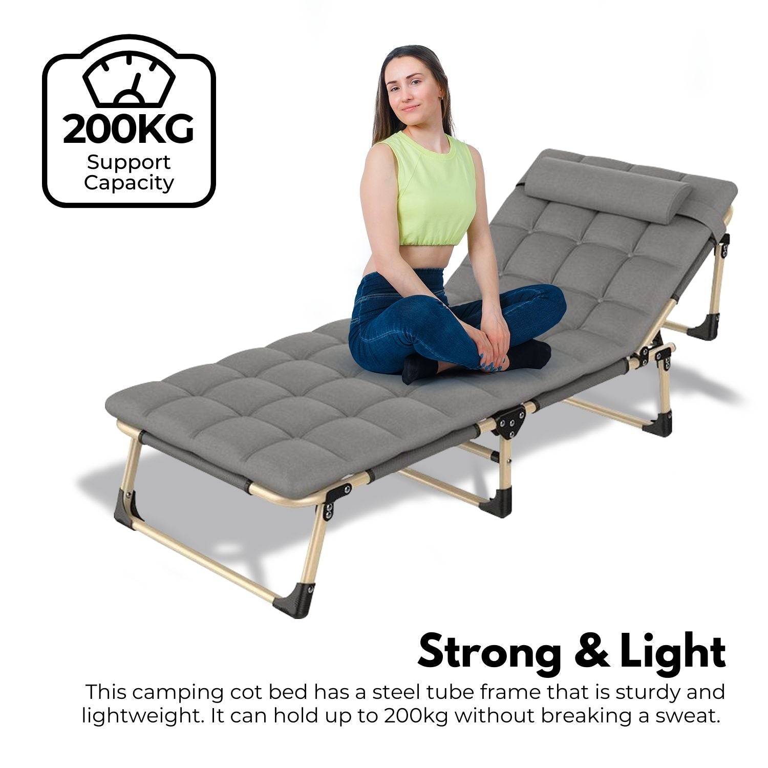 Waterproof Adjustable Folding Bed with Mattress & Headrest - Kiliroo