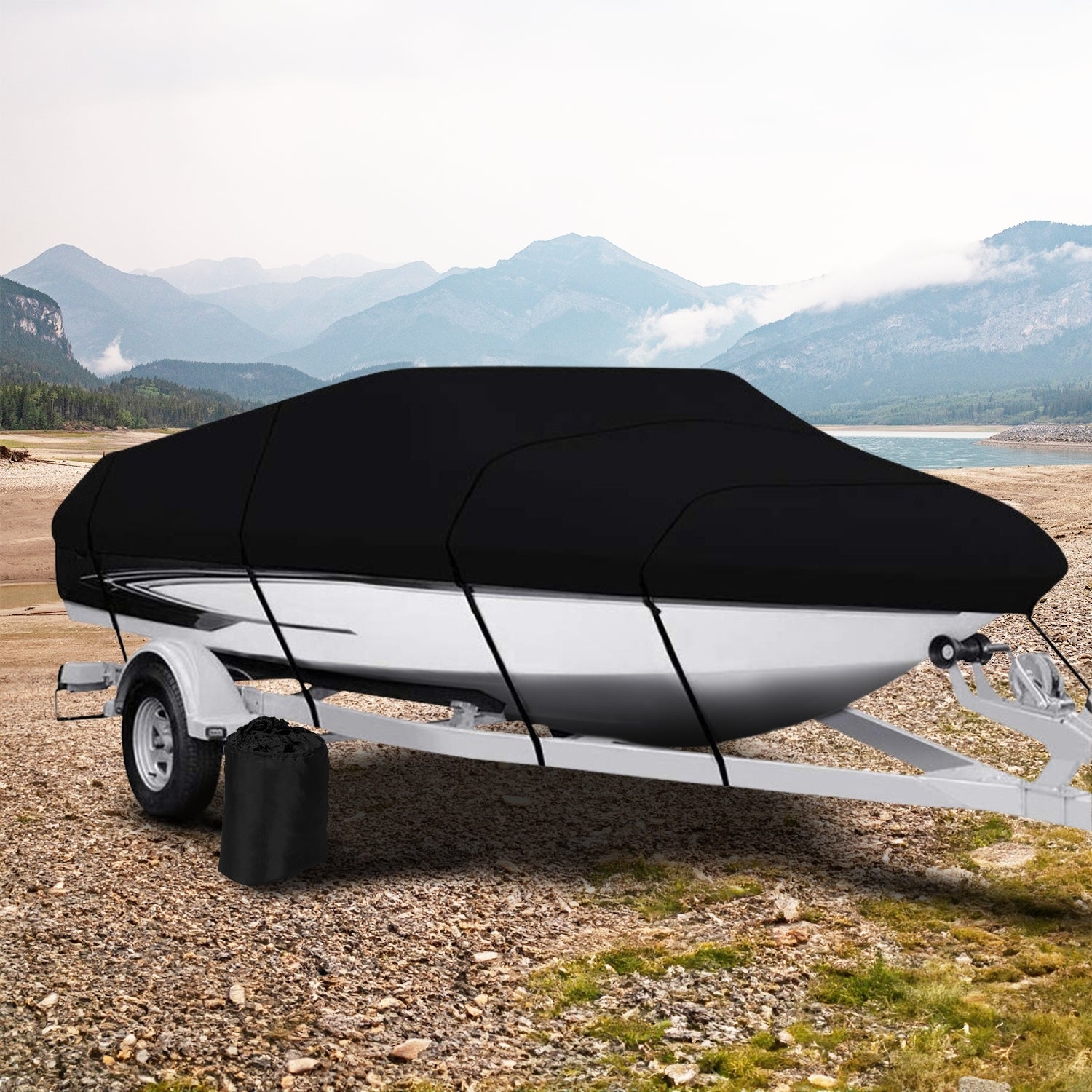 Waterproof 600D Boat Cover for 14-16 FT - Black, KILIROO