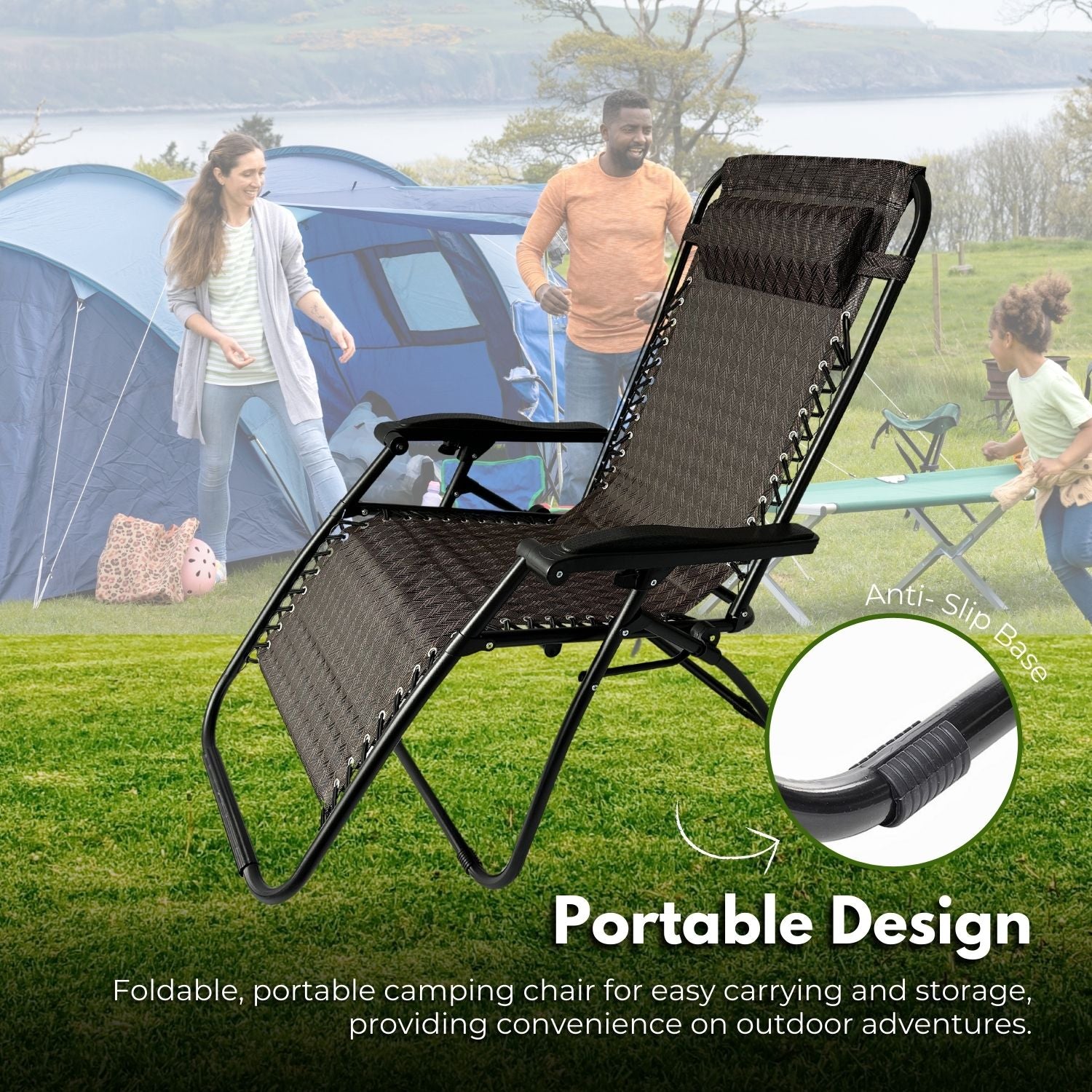 Adjustable Reclining Camping Chair, Breathable Mesh, Foldable | KILIROO