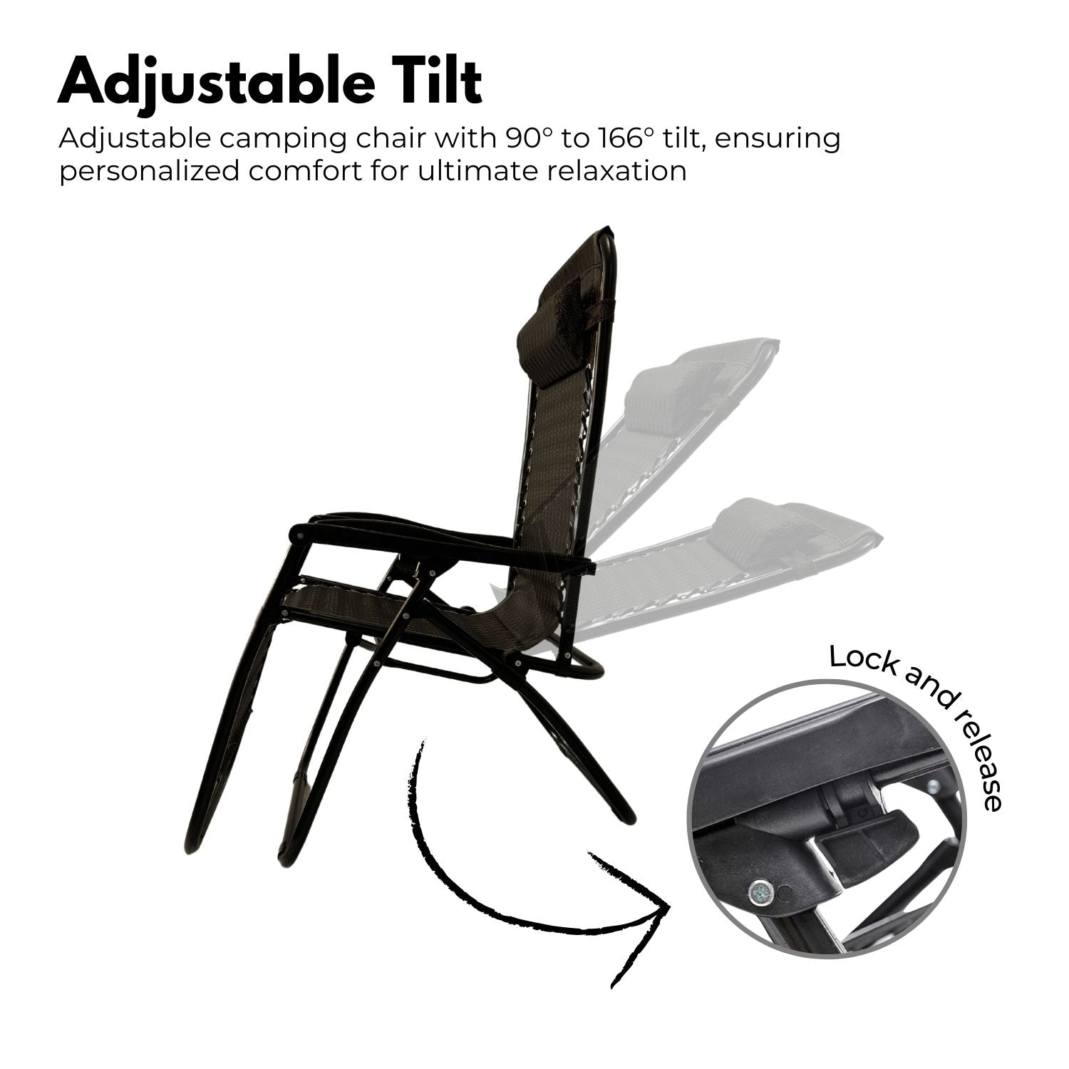 Adjustable Reclining Camping Chair, Breathable Mesh, Foldable | KILIROO