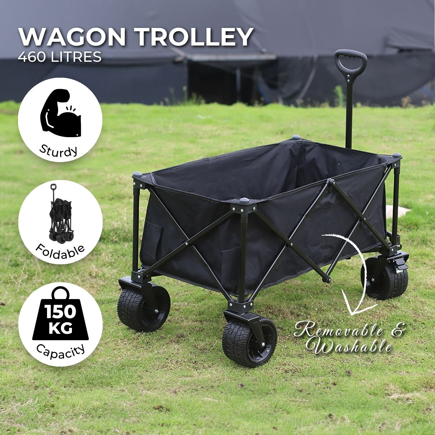 KILIROO Folding Wagon Trolley Cart (Black)