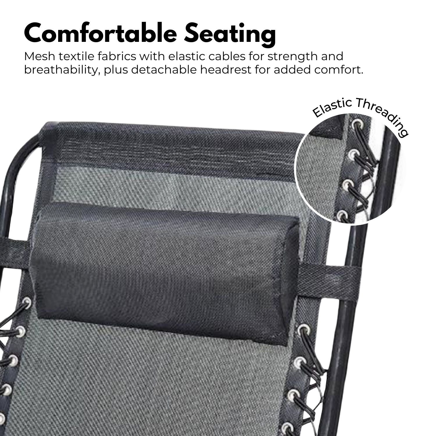 Durable Foldable Reclining Camping Chair with Mesh, Black