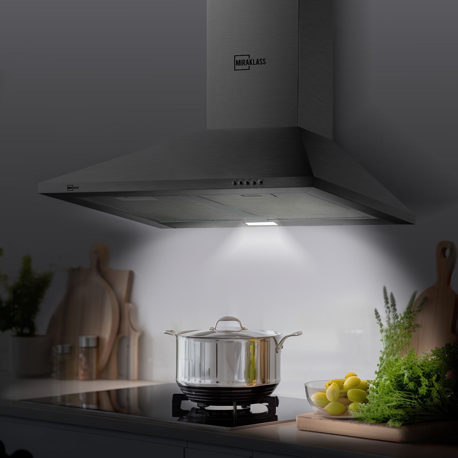 Rust-Resistant Stainless Steel 60cm Pyramid Rangehood, LED Light, 3-Speed